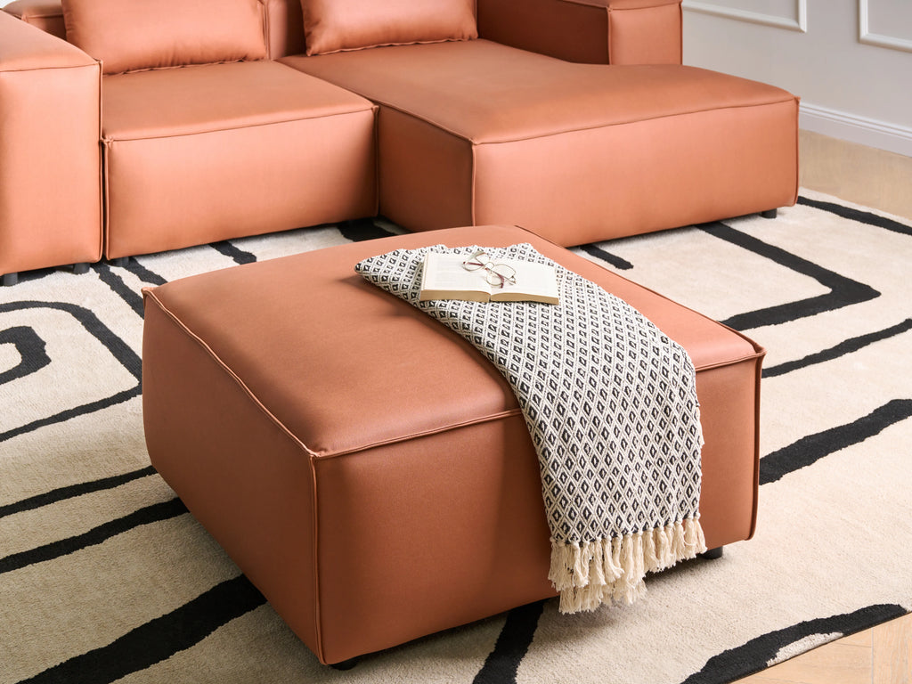  Ottoman BRANDE Faux Leather Golden Brown