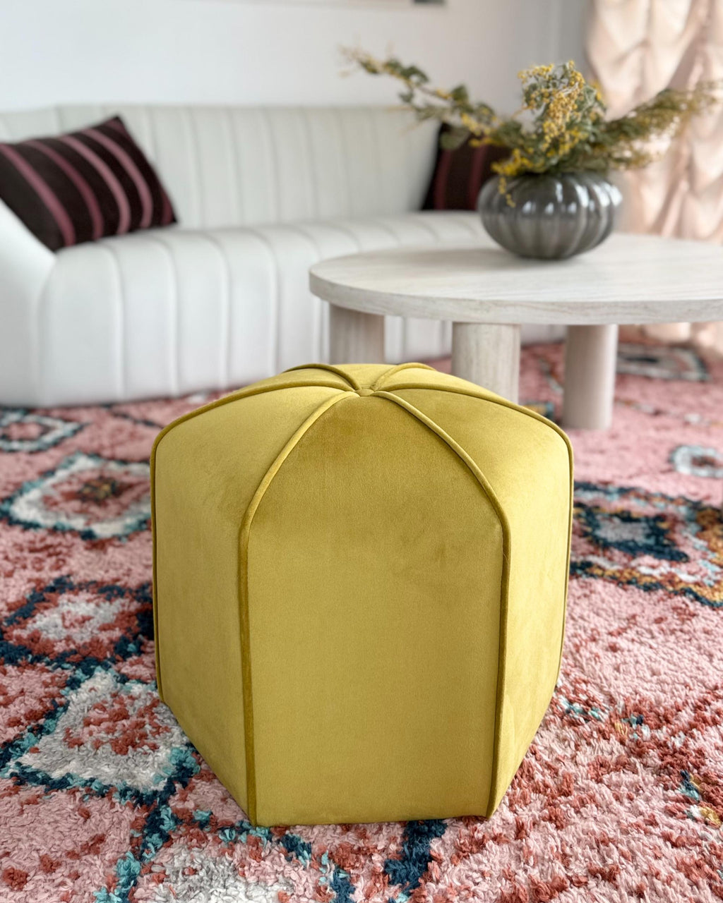  Pouffe WISHEK Velvet Yellow