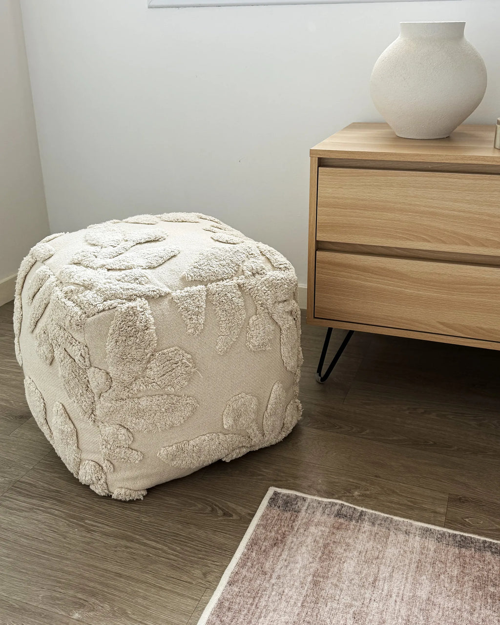  Pouffe Tufted MULTAN Cotton Beige