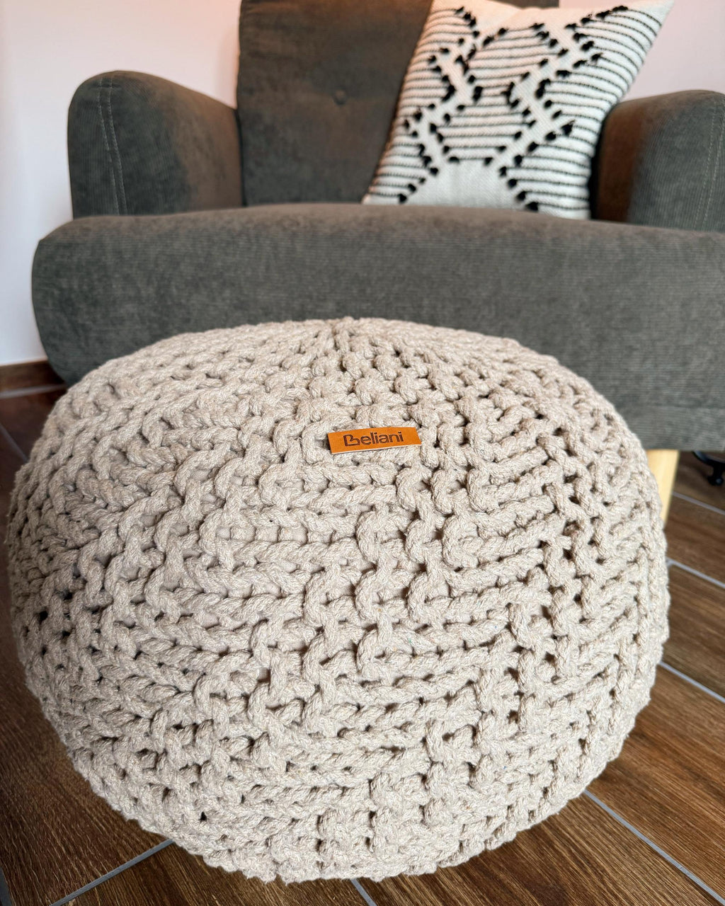  Pouffe PRIENE Cotton Beige