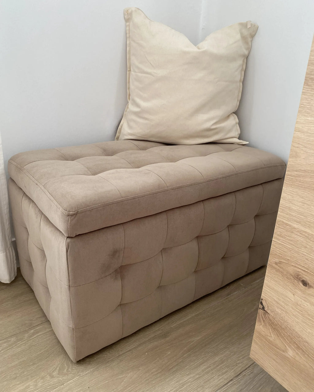  Storage Ottoman MICHIGAN Velvet Light Brown