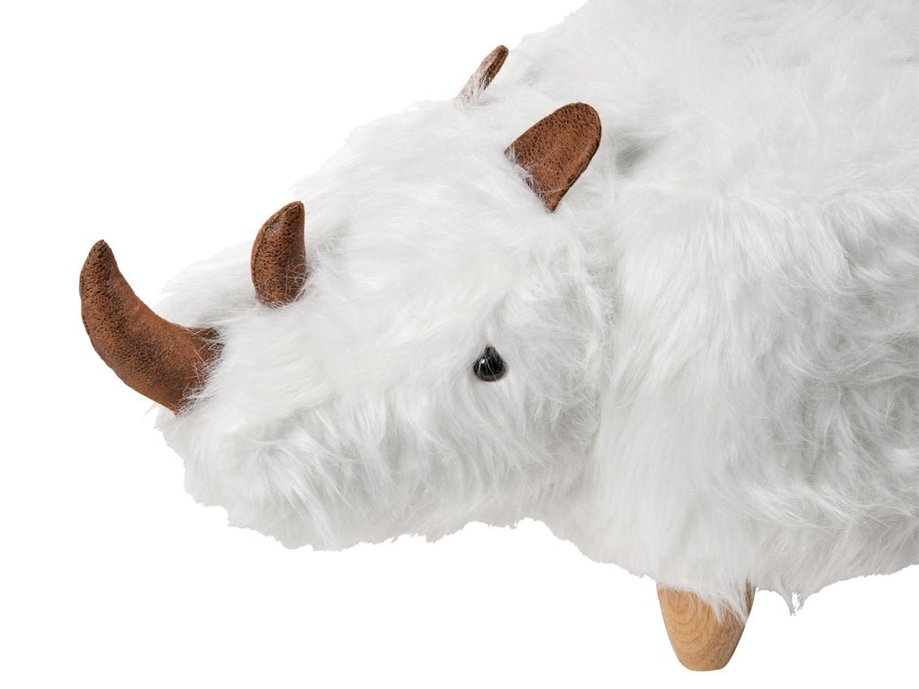  Animal Stool WOOLLY Faux Fur White Rhino