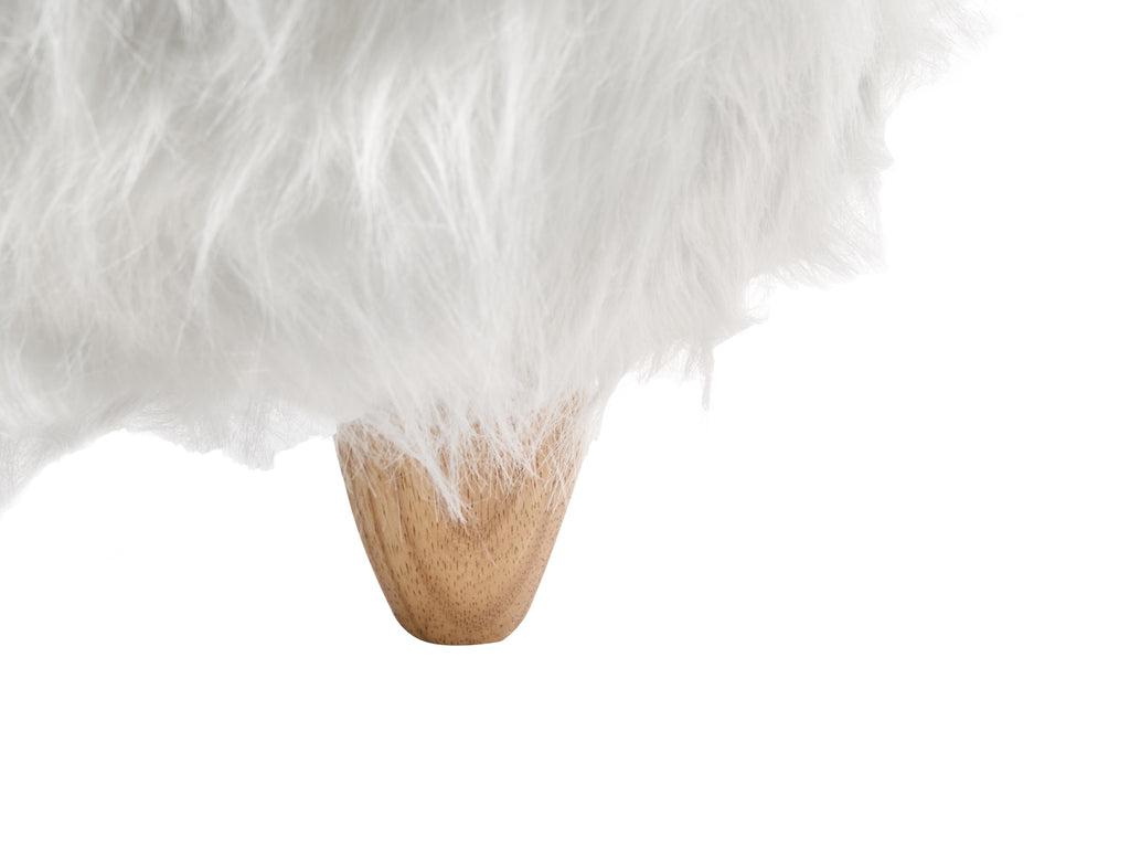  Animal Stool WOOLLY Faux Fur White Rhino