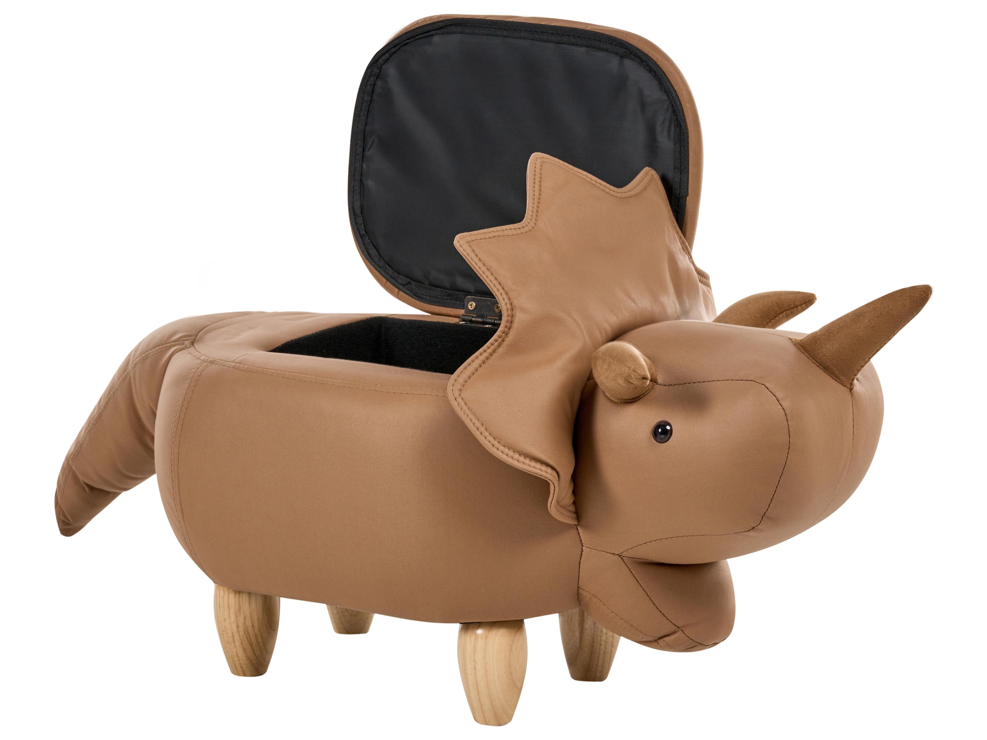  Storage Animal Stool TRICERATOPS Fabric Brown Dinosaur
