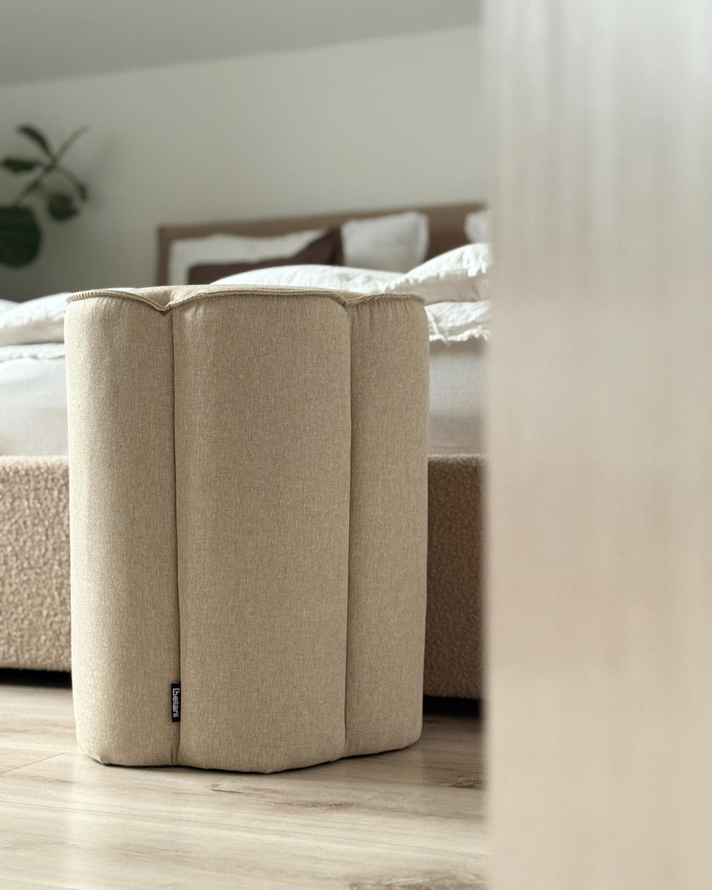  Pouffe TAPPEN Faux Linen Beige