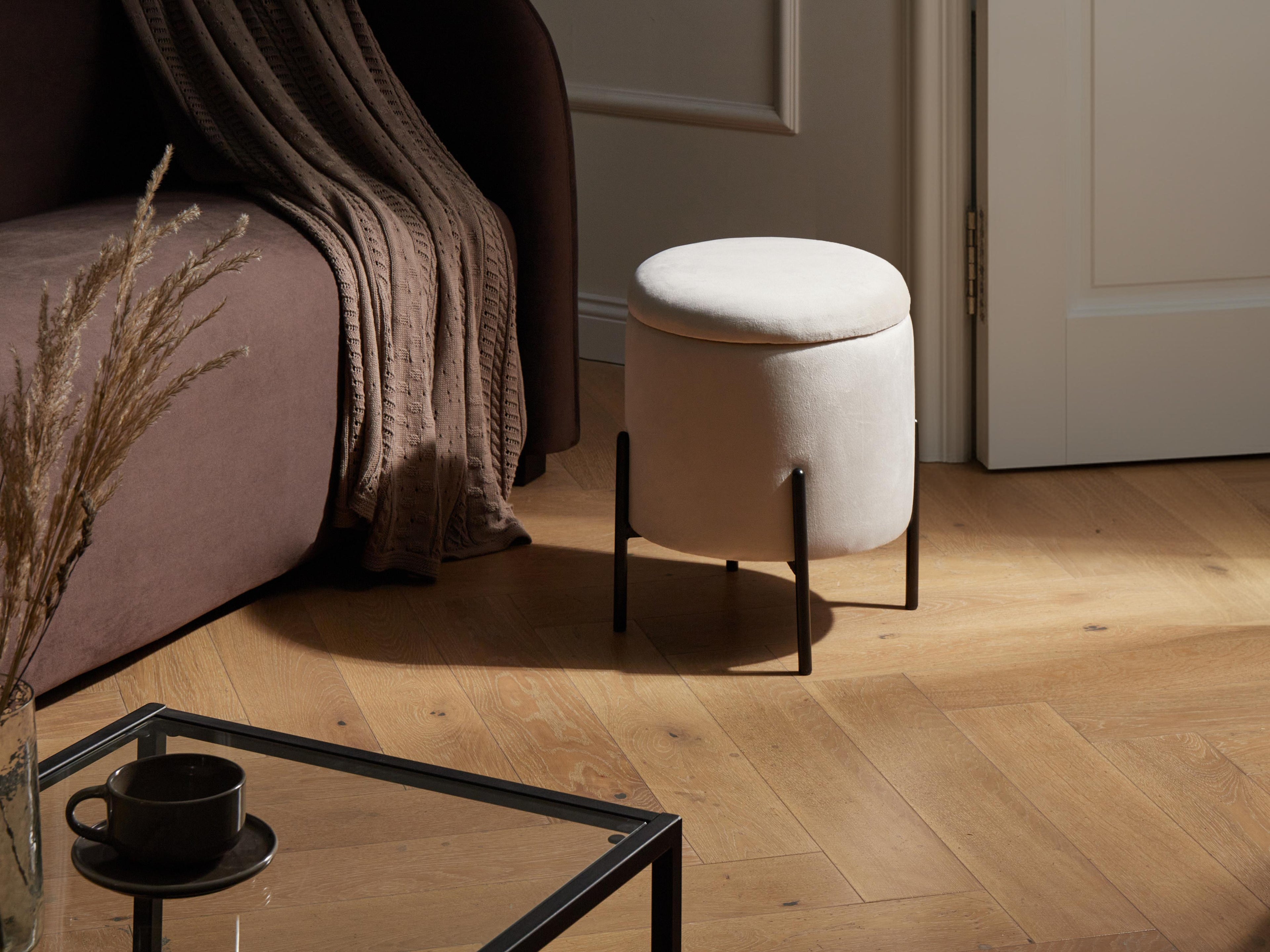  Storage Pouffe WENONA Velvet Off-White