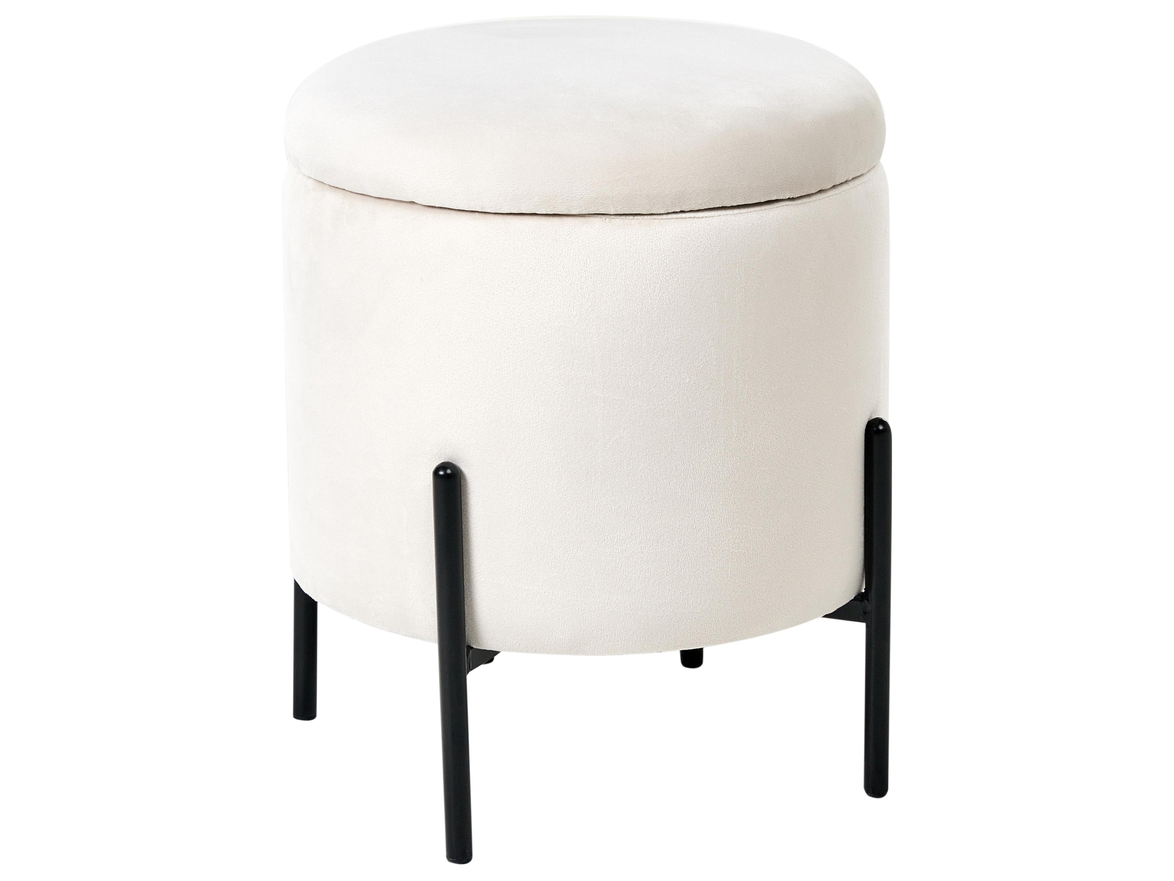  Storage Pouffe WENONA Velvet Off-White