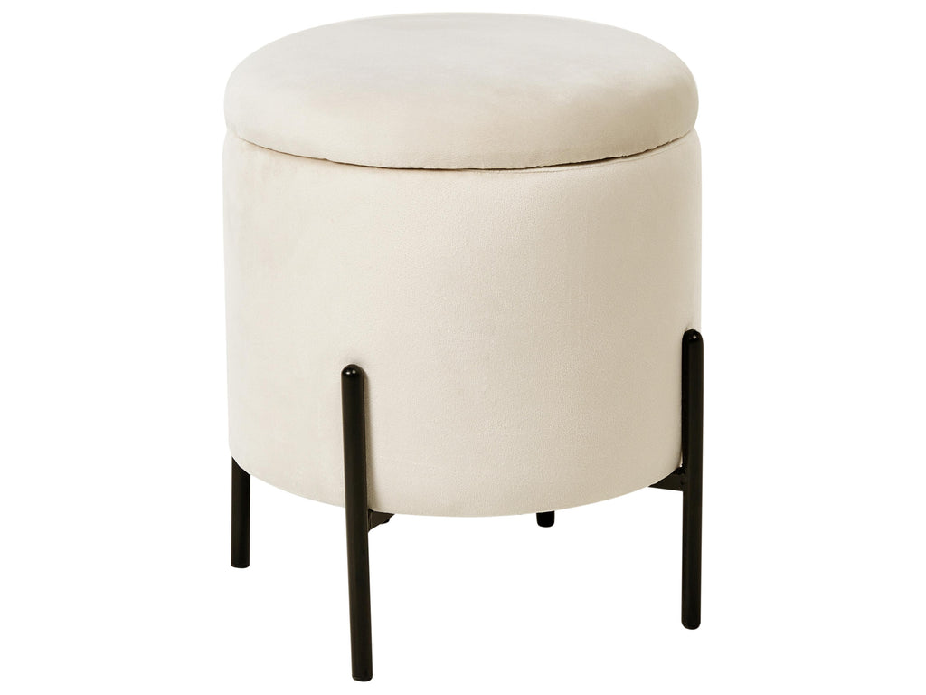  Storage Pouffe WENONA Velvet Light Beige