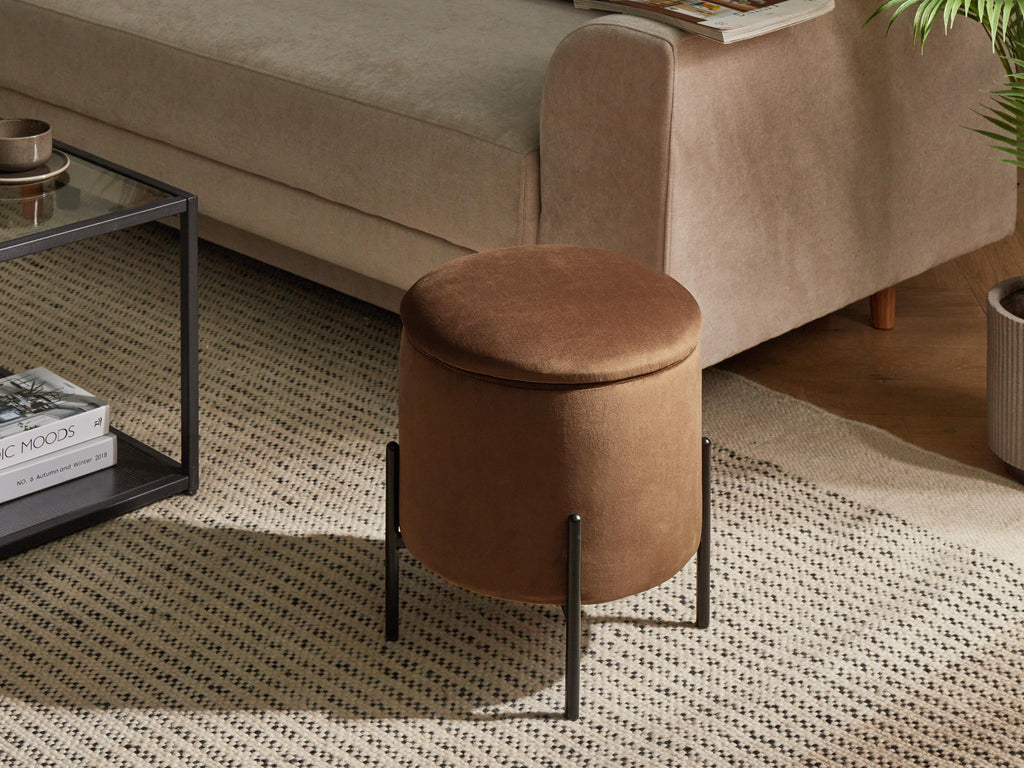  Storage Pouffe WENONA Velvet Dark Brown