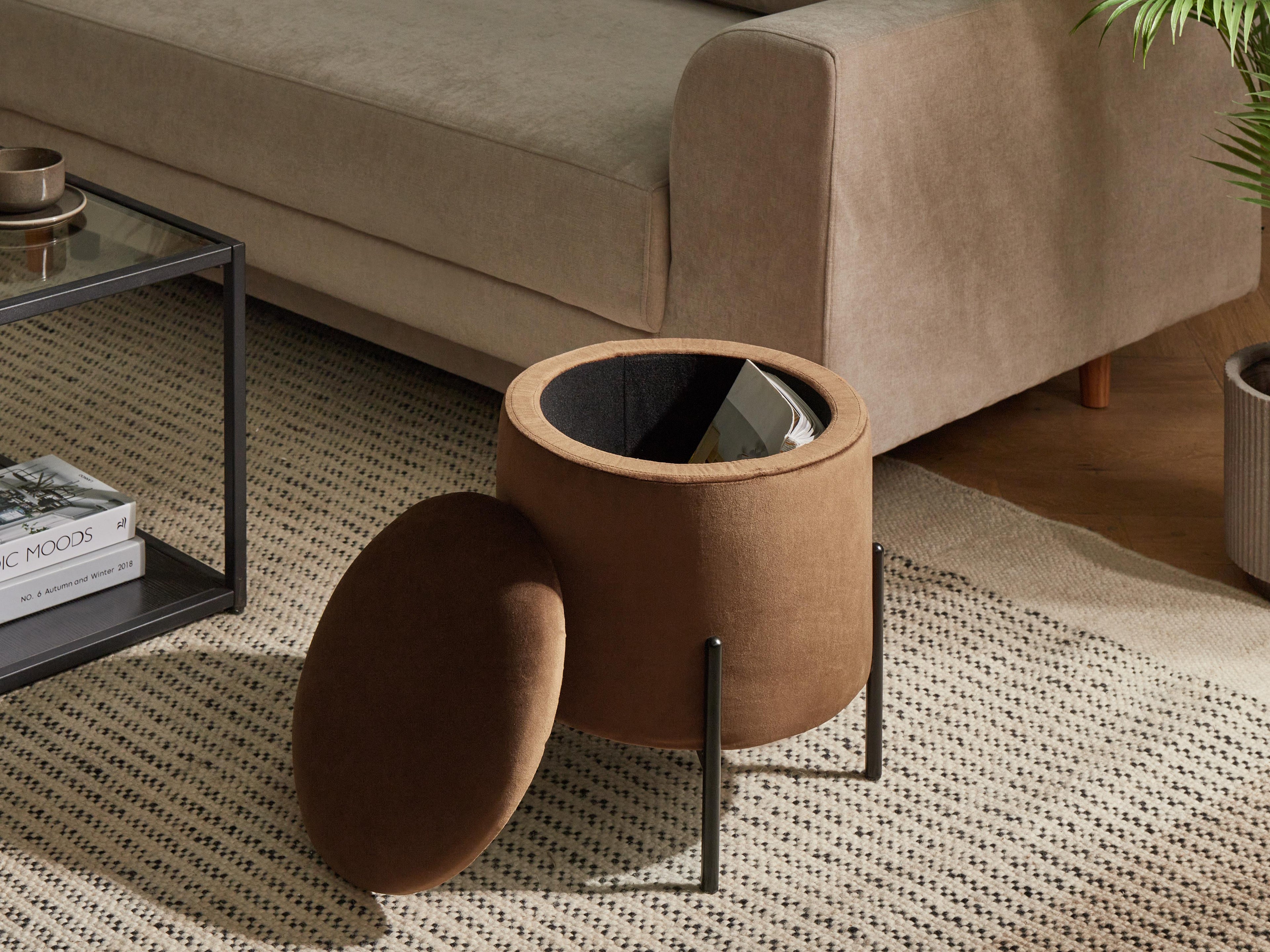  Storage Pouffe WENONA Velvet Dark Brown