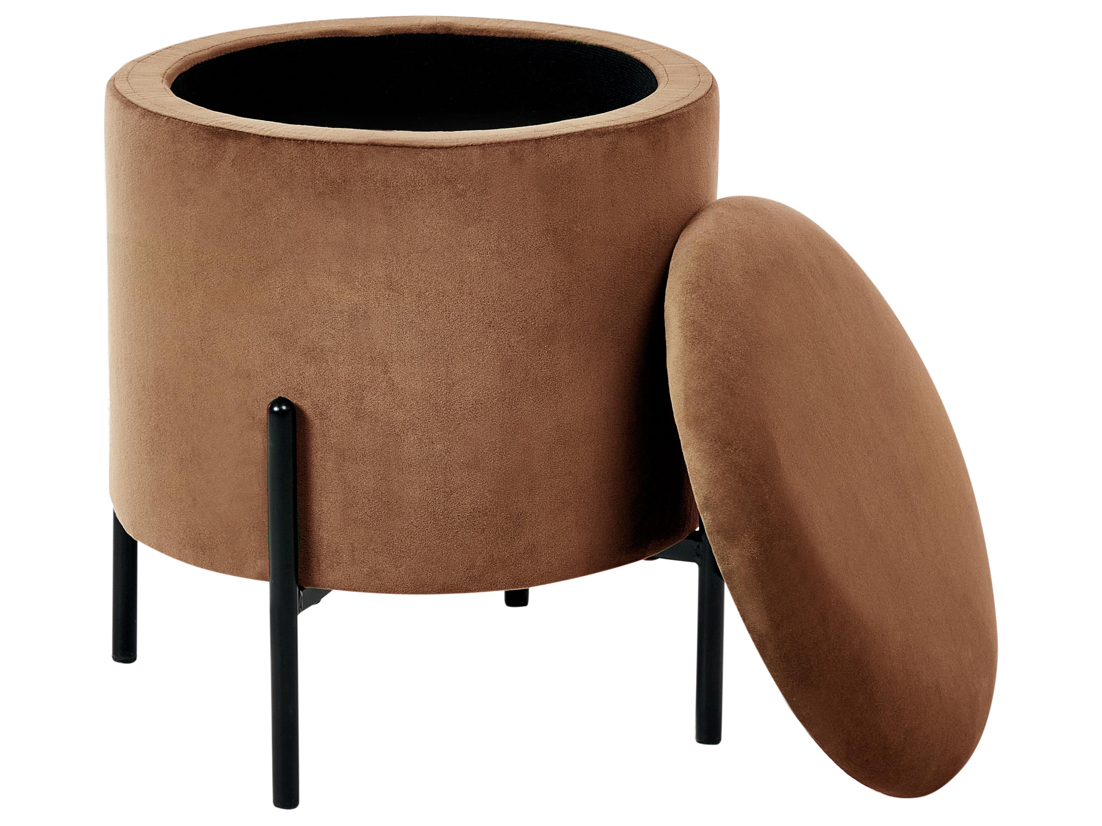 Storage Pouffe WENONA Velvet Dark Brown