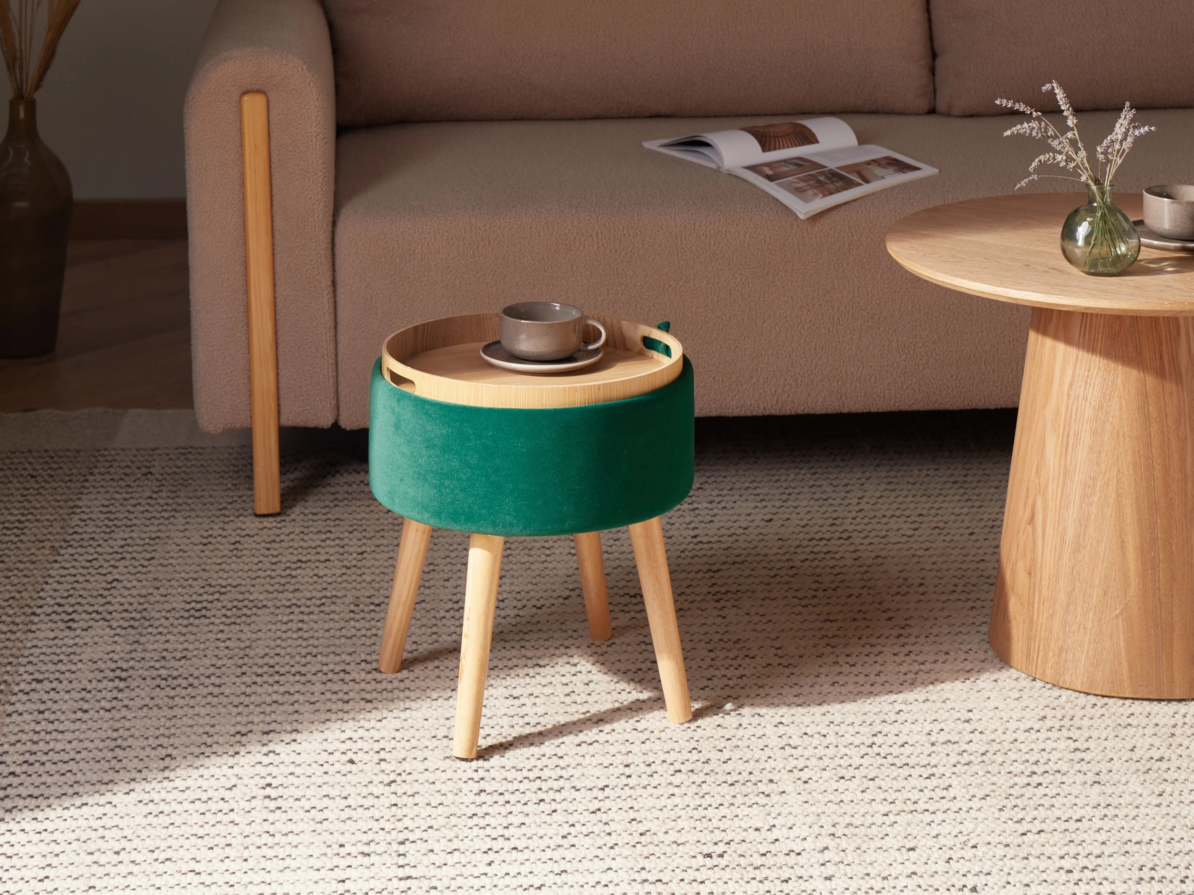  Storage Stool NEELY Velvet Emerald Green