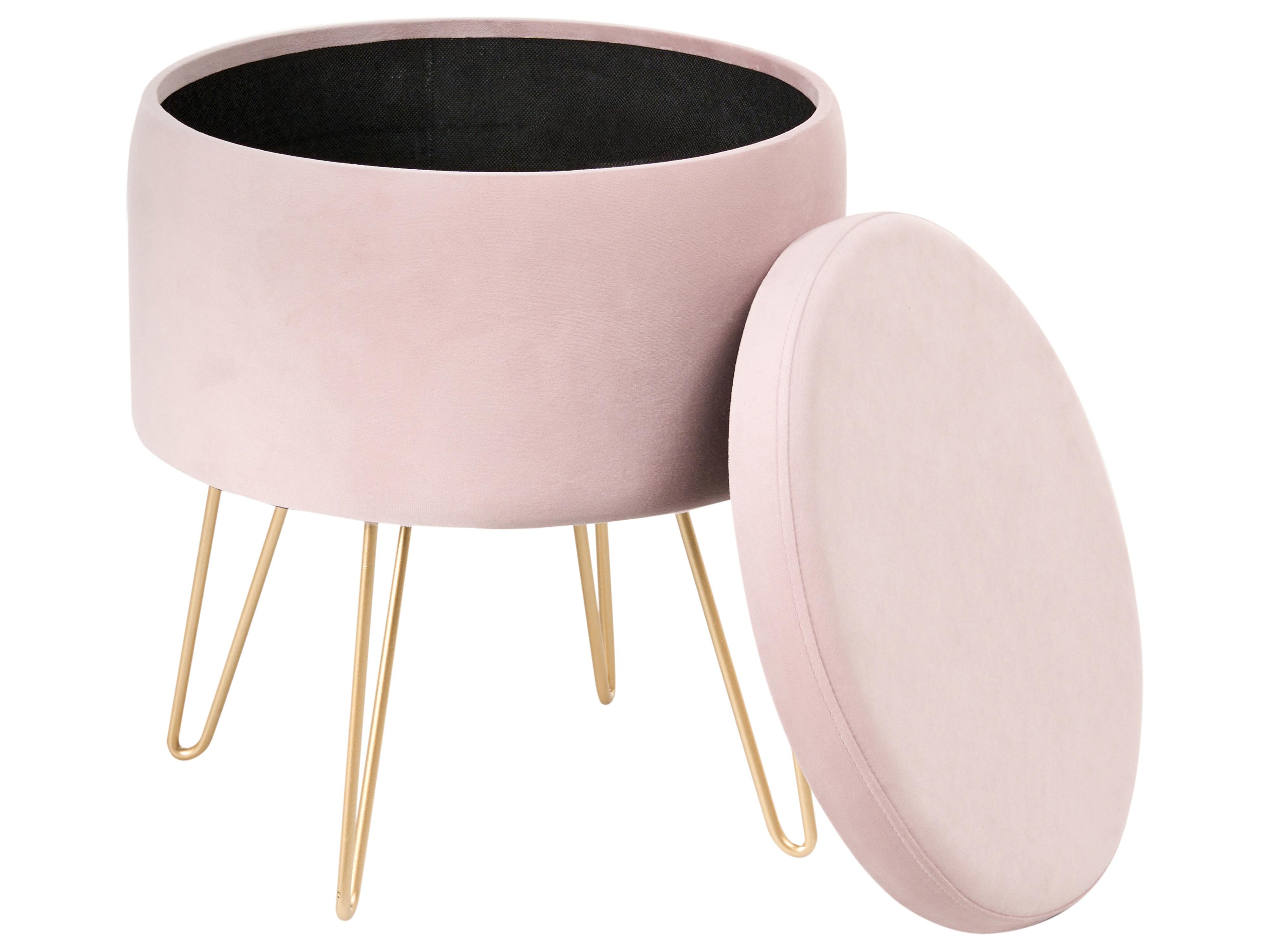  Storage Pouffe SILAS Velvet Pastel Pink
