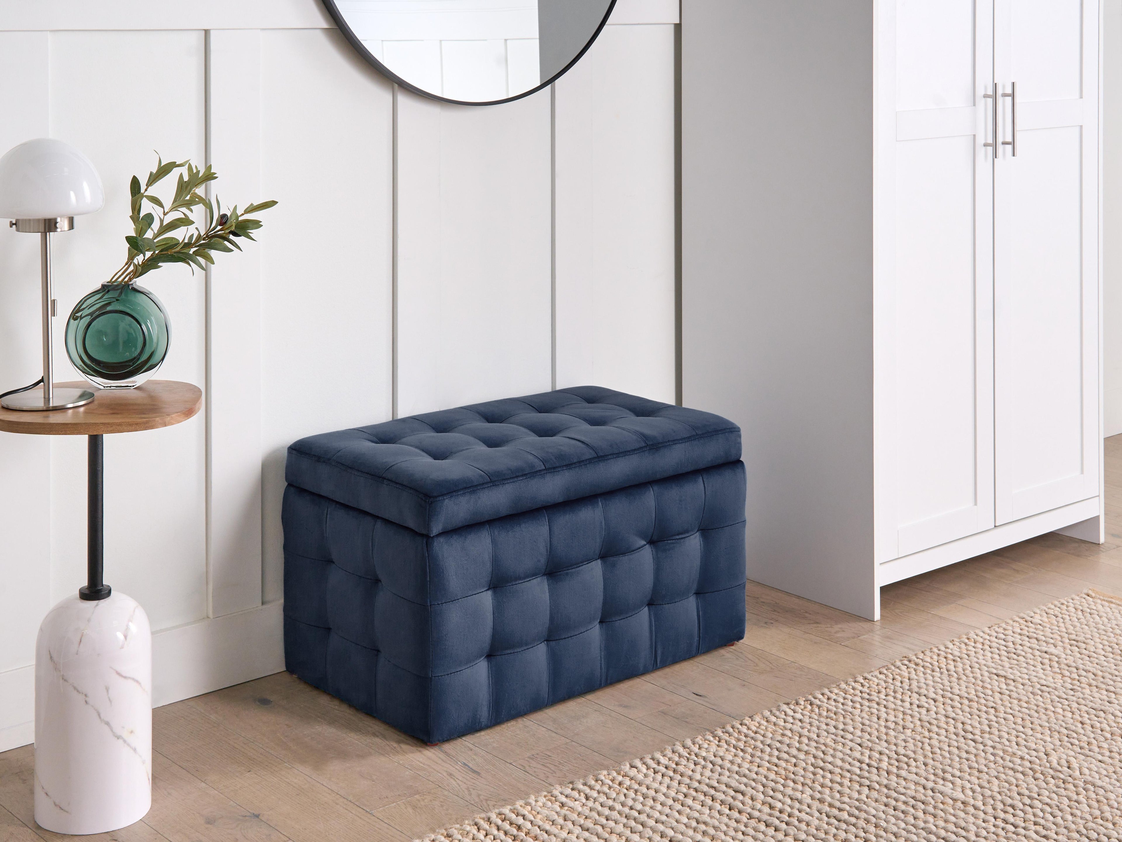  Storage Ottoman MICHIGAN Velvet Dark Blue