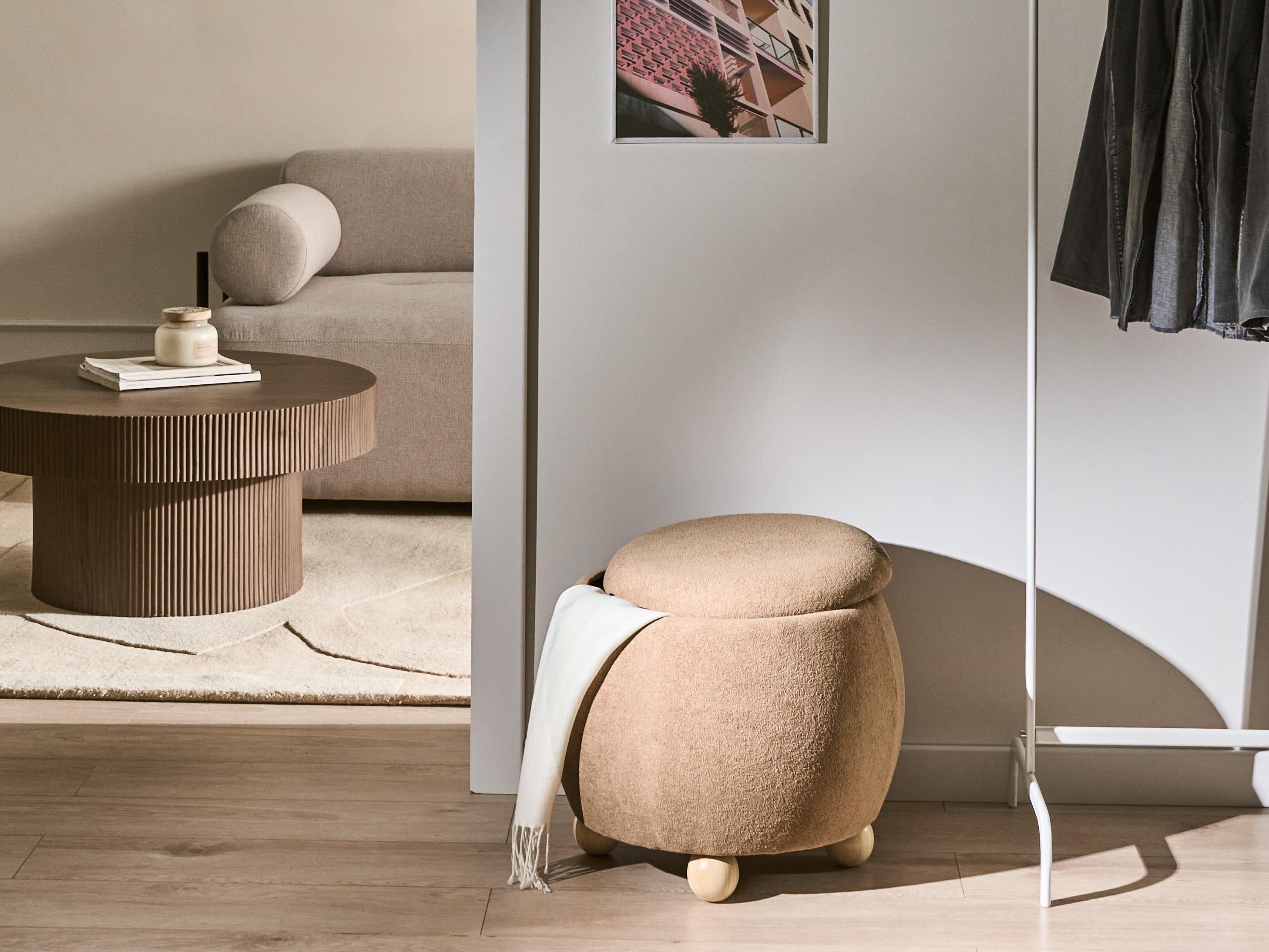  Storage Pouffe ANNABELLA Boucle Light Brown