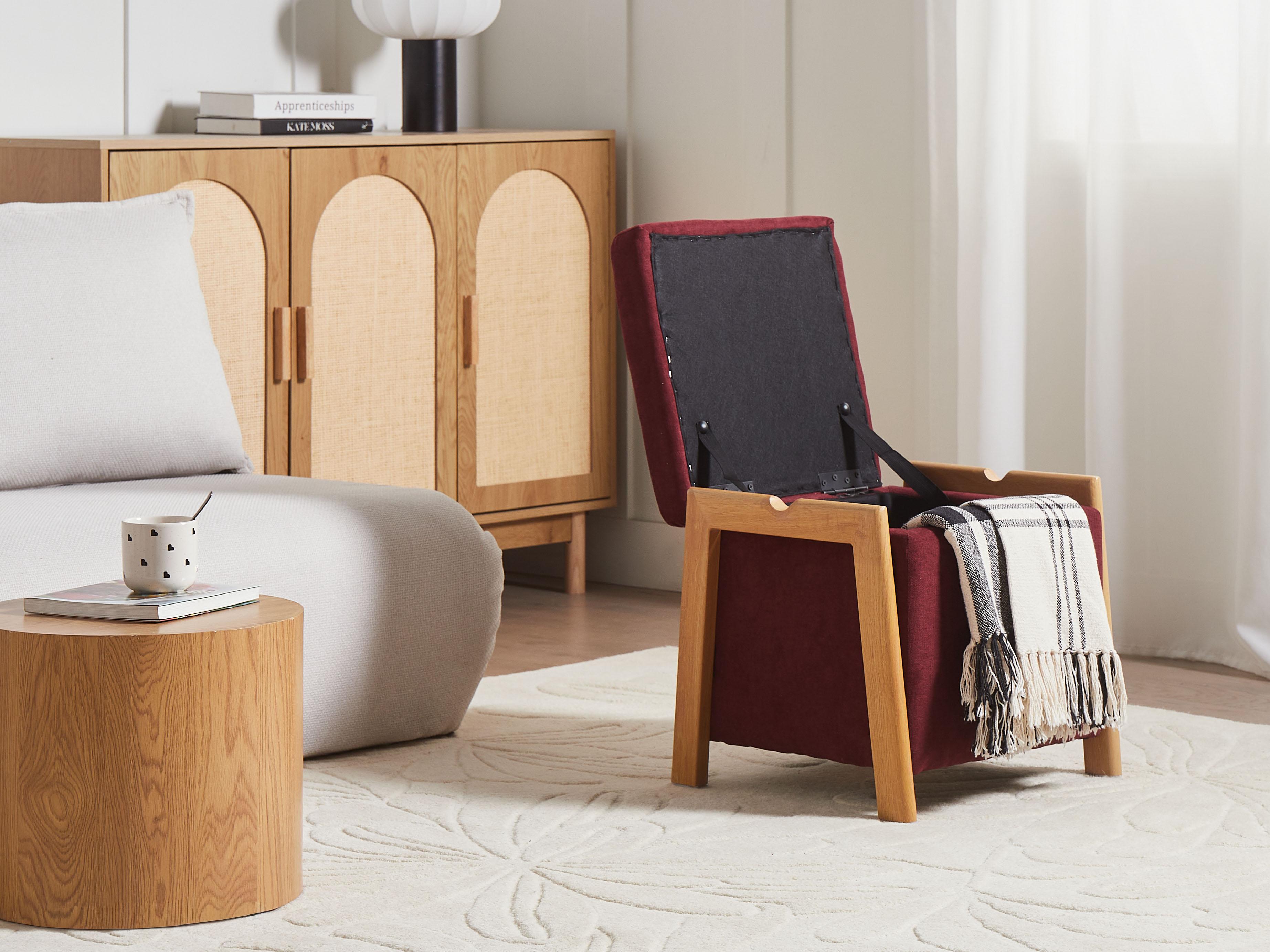  Storage Pouffe EDLAND Fabric Burgundy