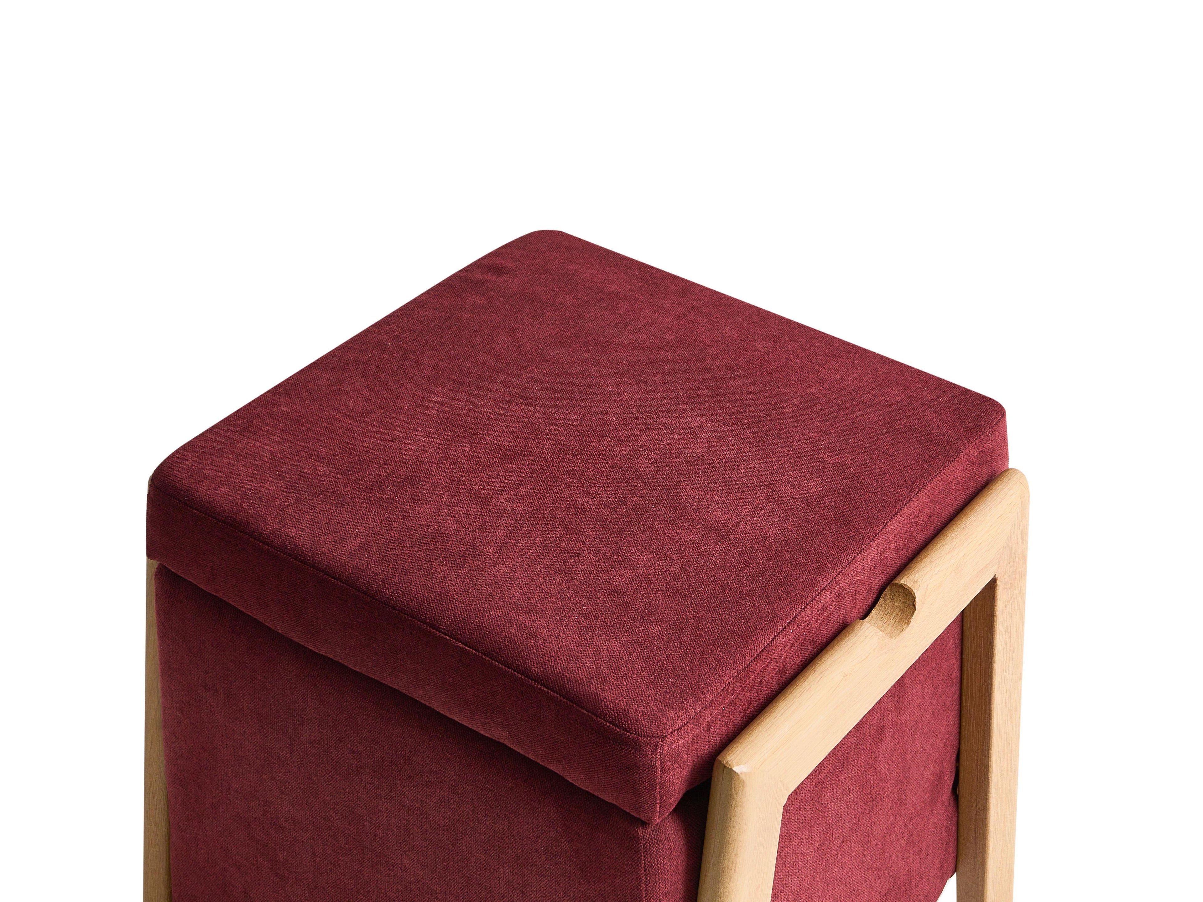  Storage Pouffe EDLAND Fabric Burgundy