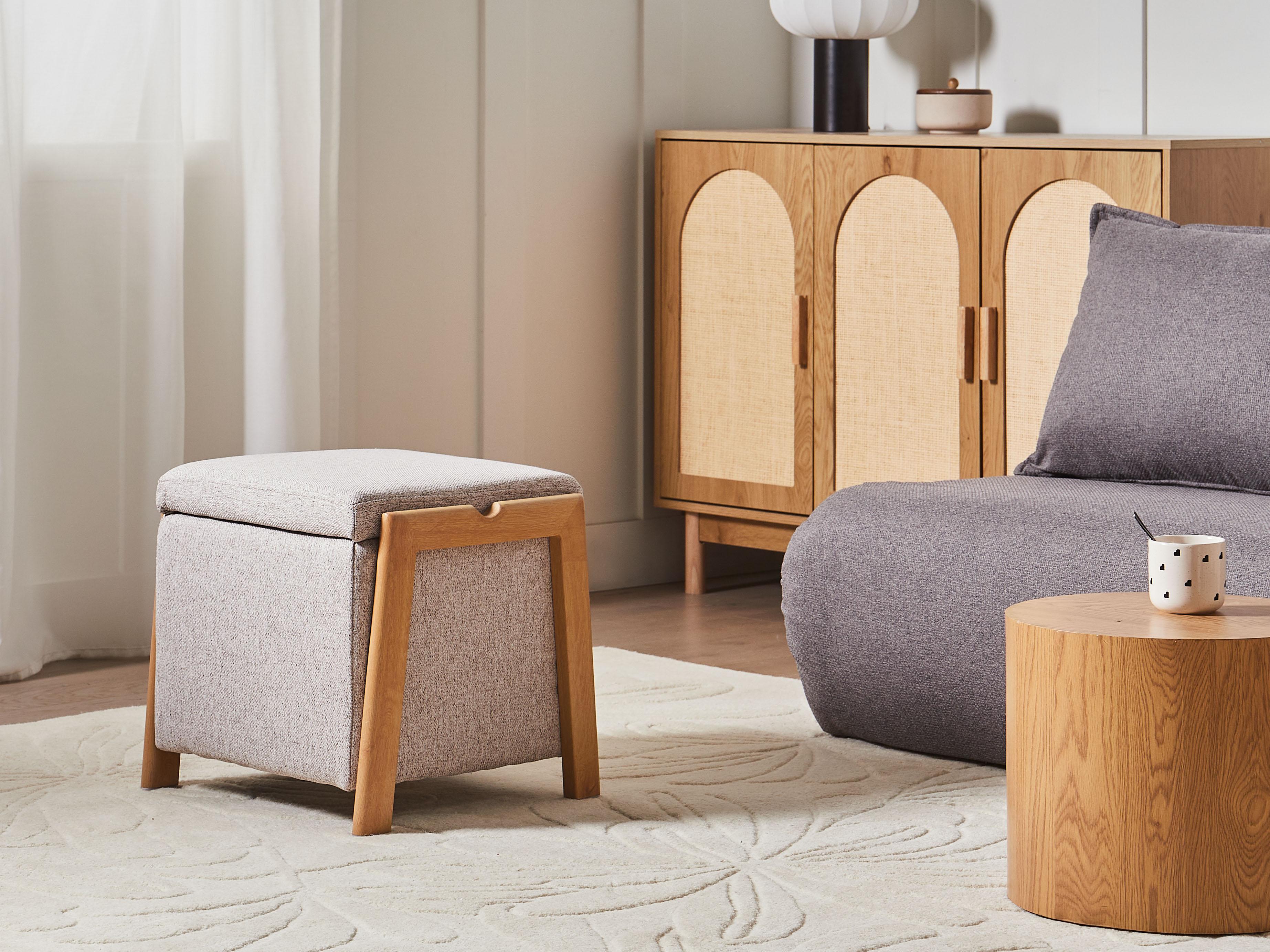  Storage Pouffe EDLAND Fabric Light Brown