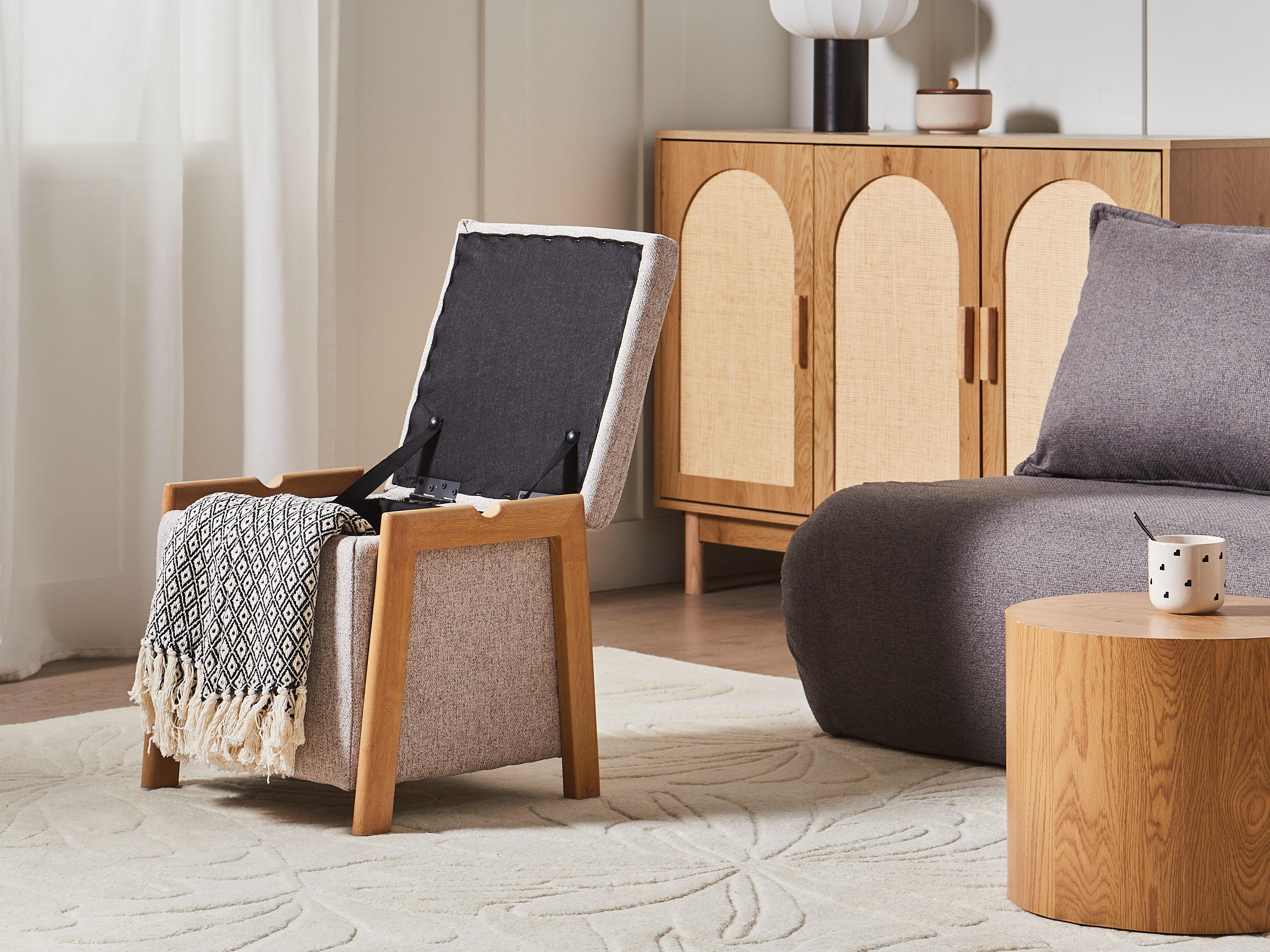  Storage Pouffe EDLAND Fabric Light Brown