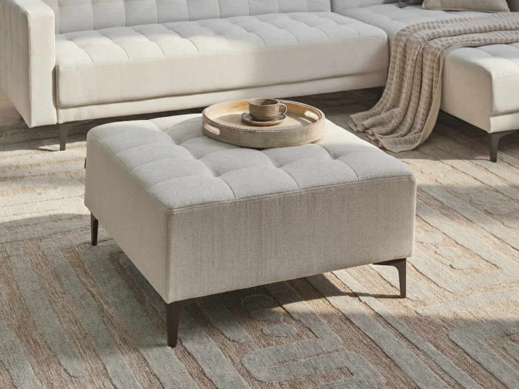  Ottoman ABERDEEN Fabric Off-White