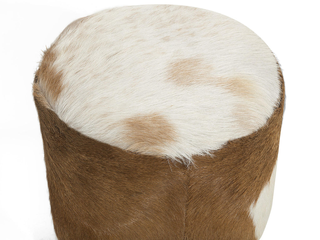  Footstool KENT Leather Golden Brown