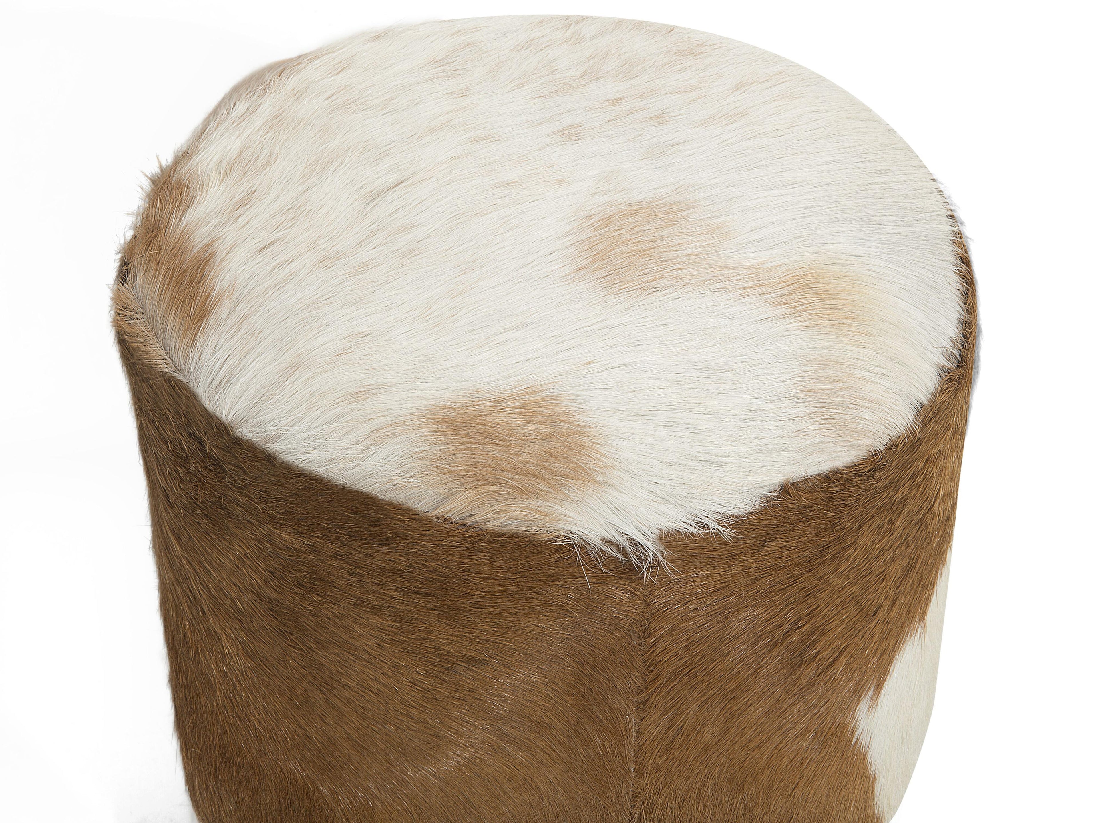  Footstool KENT Leather Golden Brown