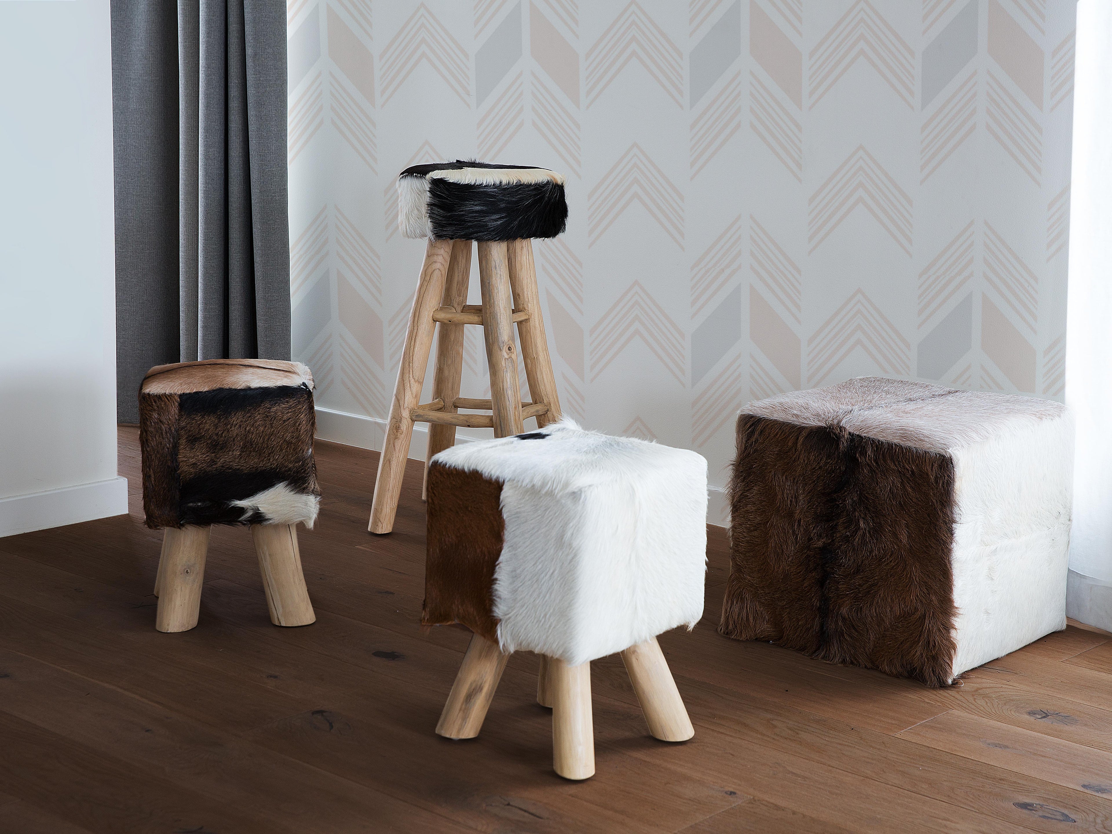  Footstool DALTON Leather Brown
