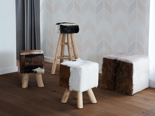  Footstool DALTON Leather Brown