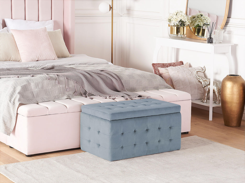  Storage Ottoman MICHIGAN Velvet Light Grey