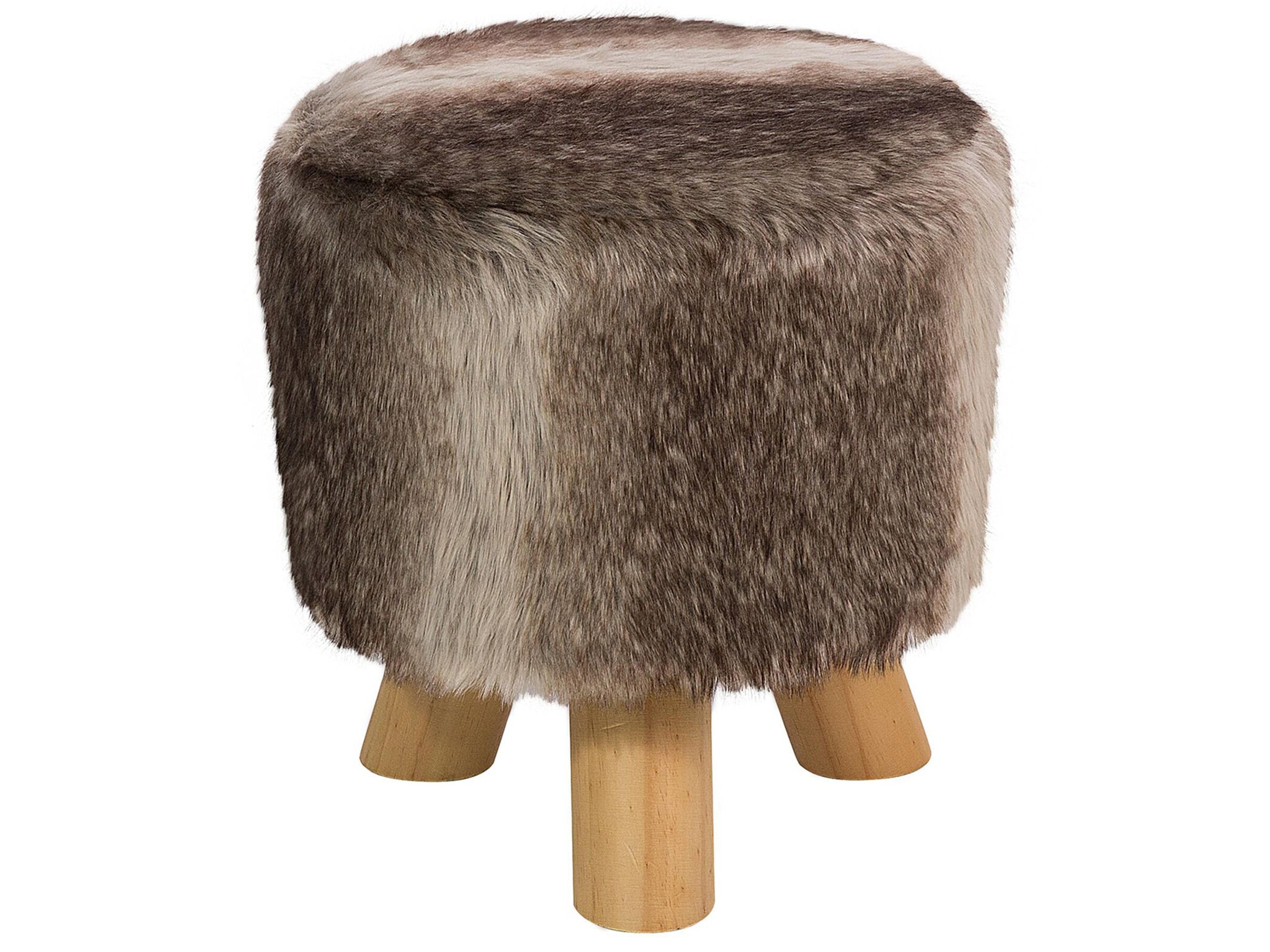  Footstool TOPEKA Faux Fur Brown