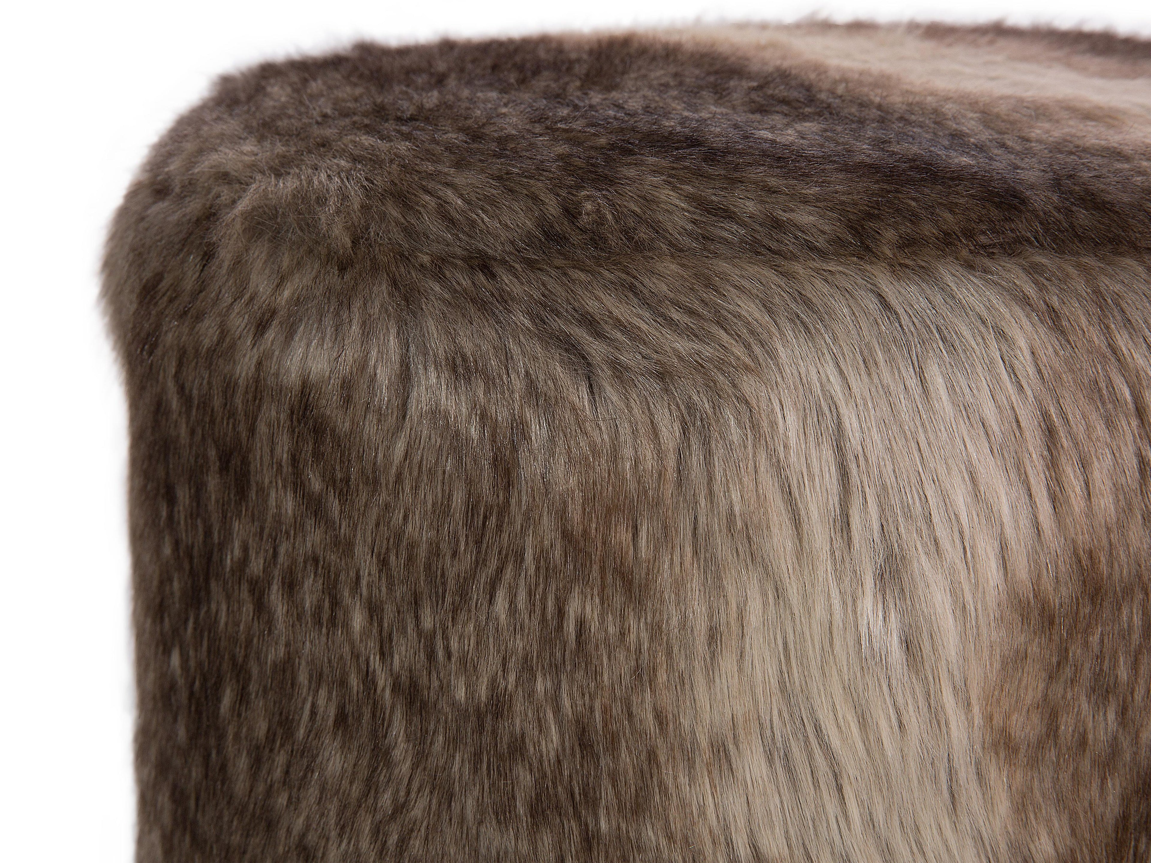  Footstool TOPEKA Faux Fur Brown