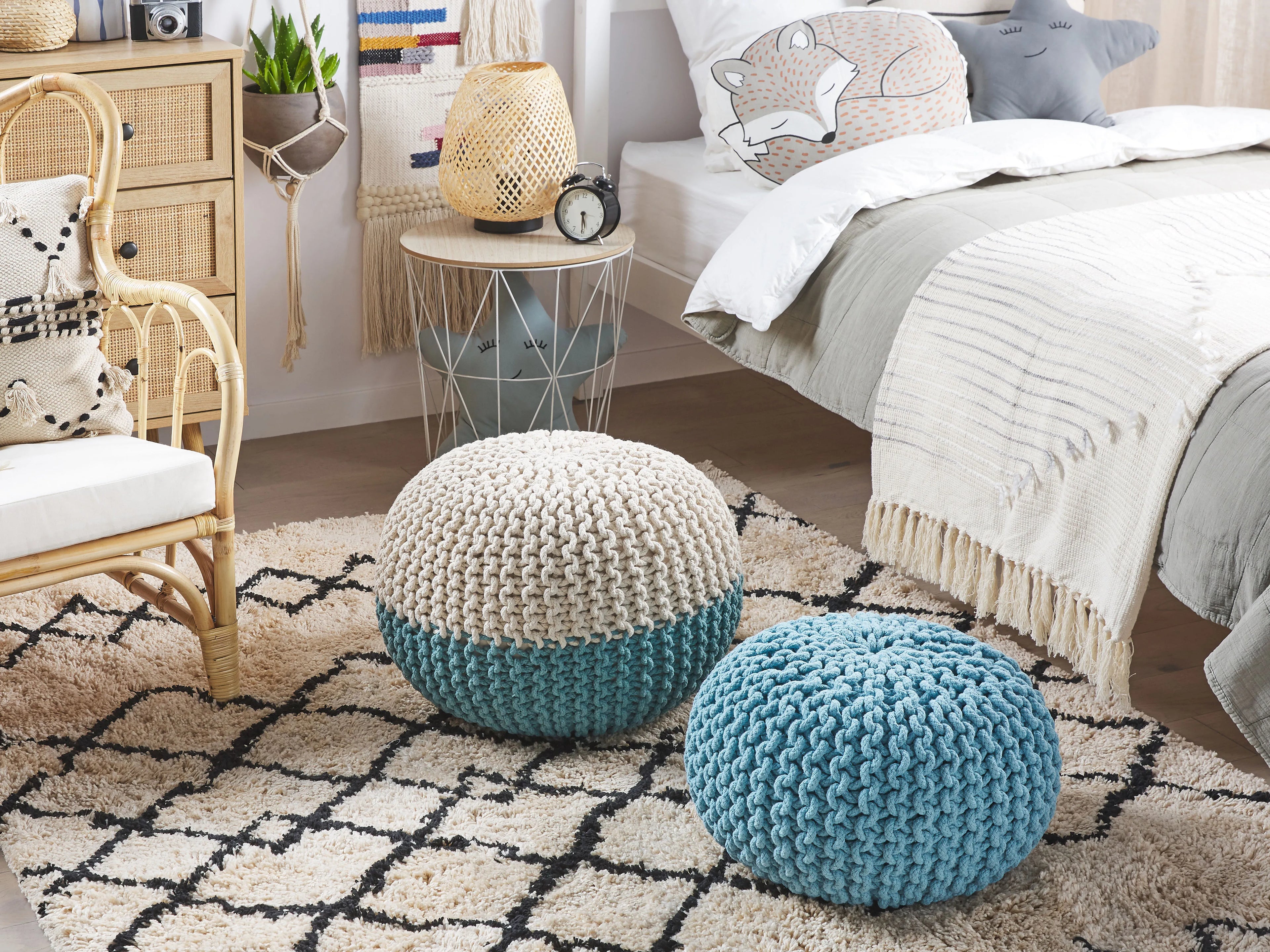  Pouffe CONRAD Cotton Light Blue