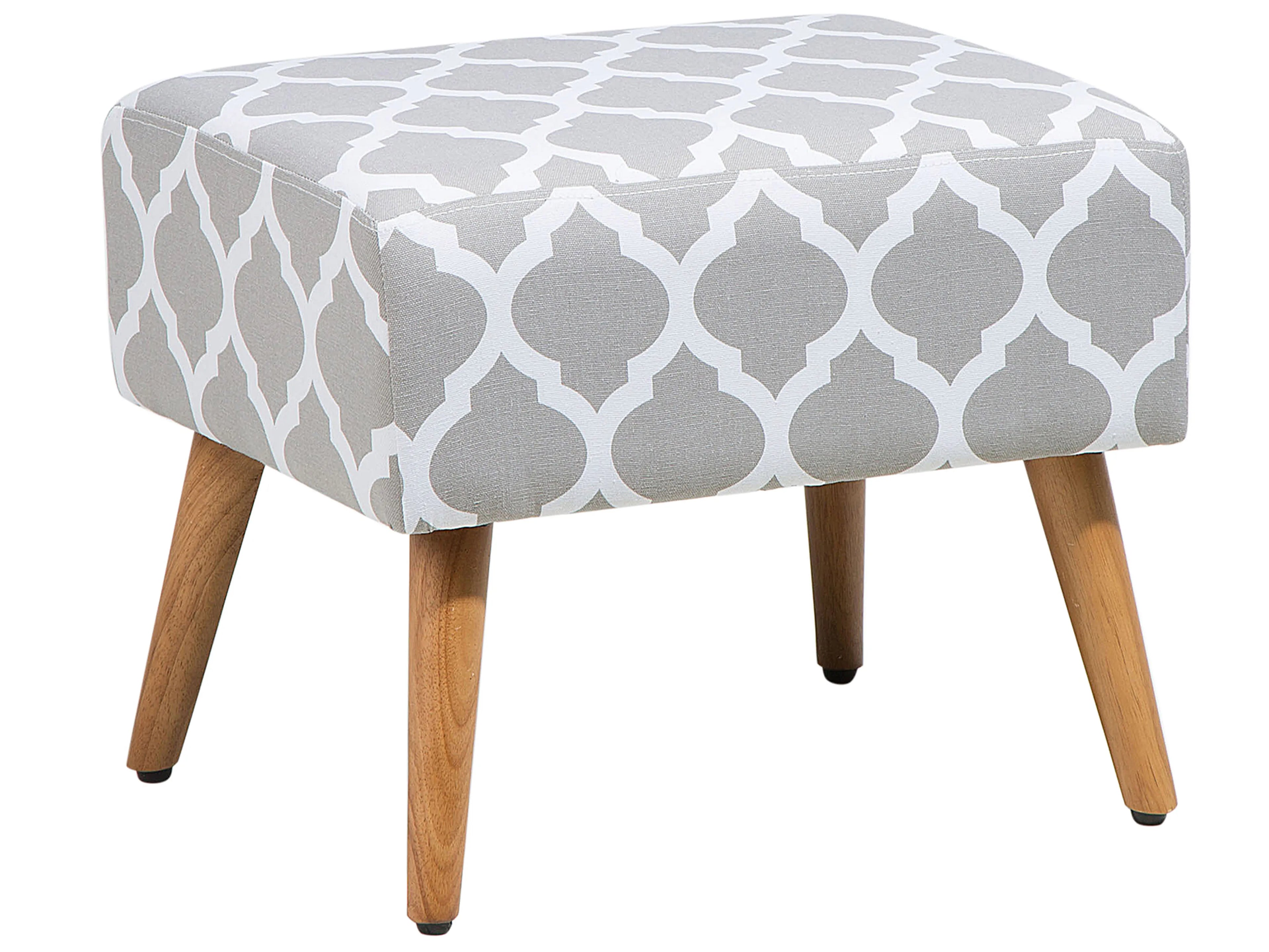  Footstool MANTEO Cotton Light Grey