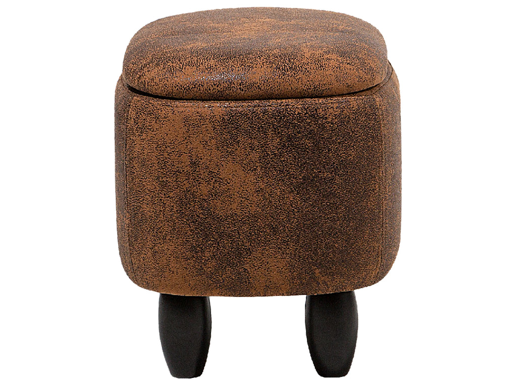  Storage Animal Stool HIPPO Faux Leather Brown Hippo