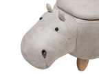  Storage Animal Stool HIPPO Faux Leather Light Grey Hippo