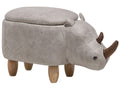  Storage Animal Stool RHINO Faux Leather Light Grey Rhino