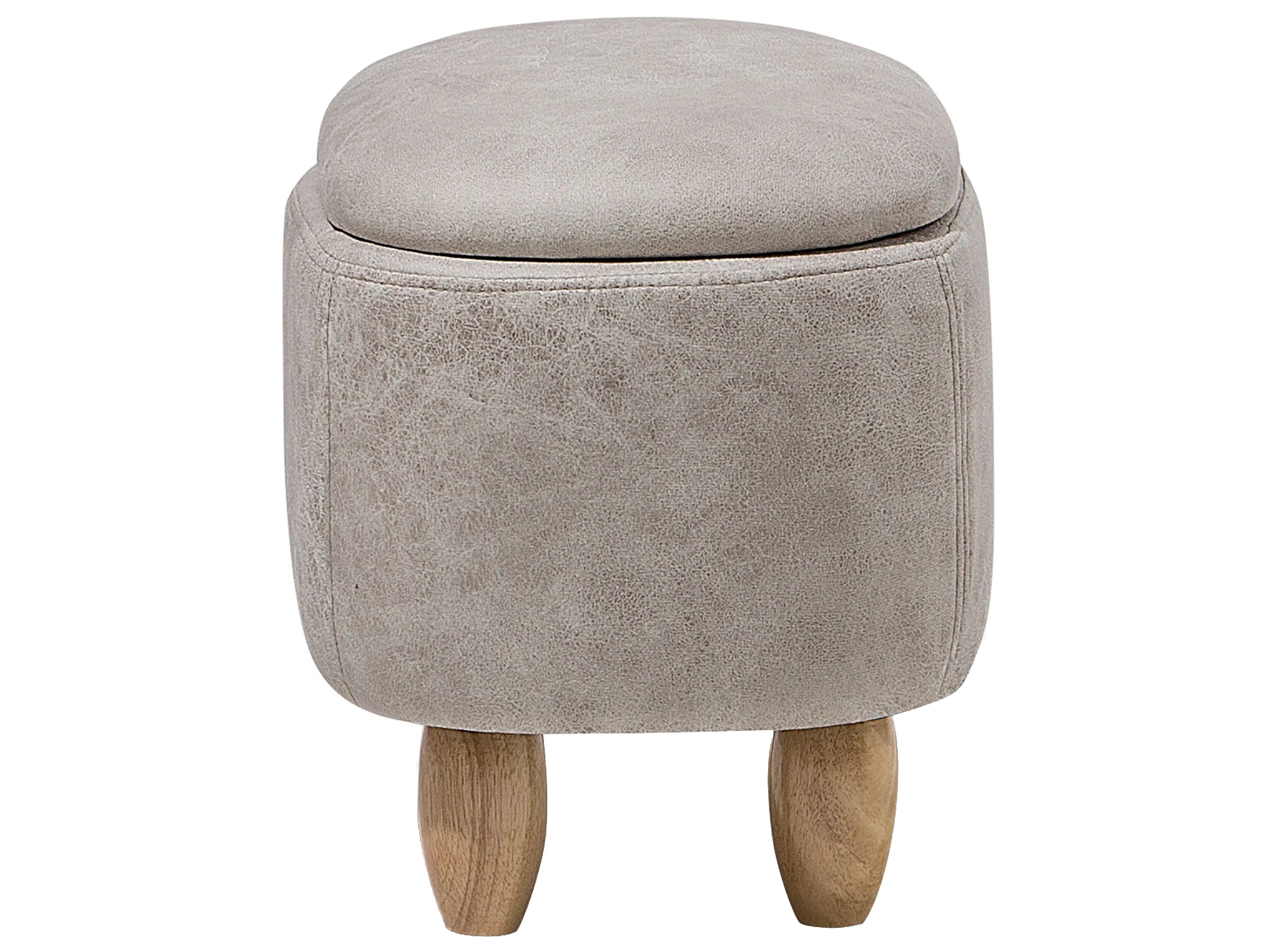  Storage Animal Stool RHINO Faux Leather Light Grey Rhino