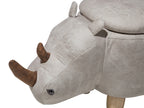 Storage Animal Stool RHINO Faux Leather Light Grey Rhino