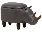  Storage Animal Stool RHINO Faux Leather Dark Grey Rhino