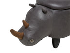  Storage Animal Stool RHINO Faux Leather Dark Grey Rhino