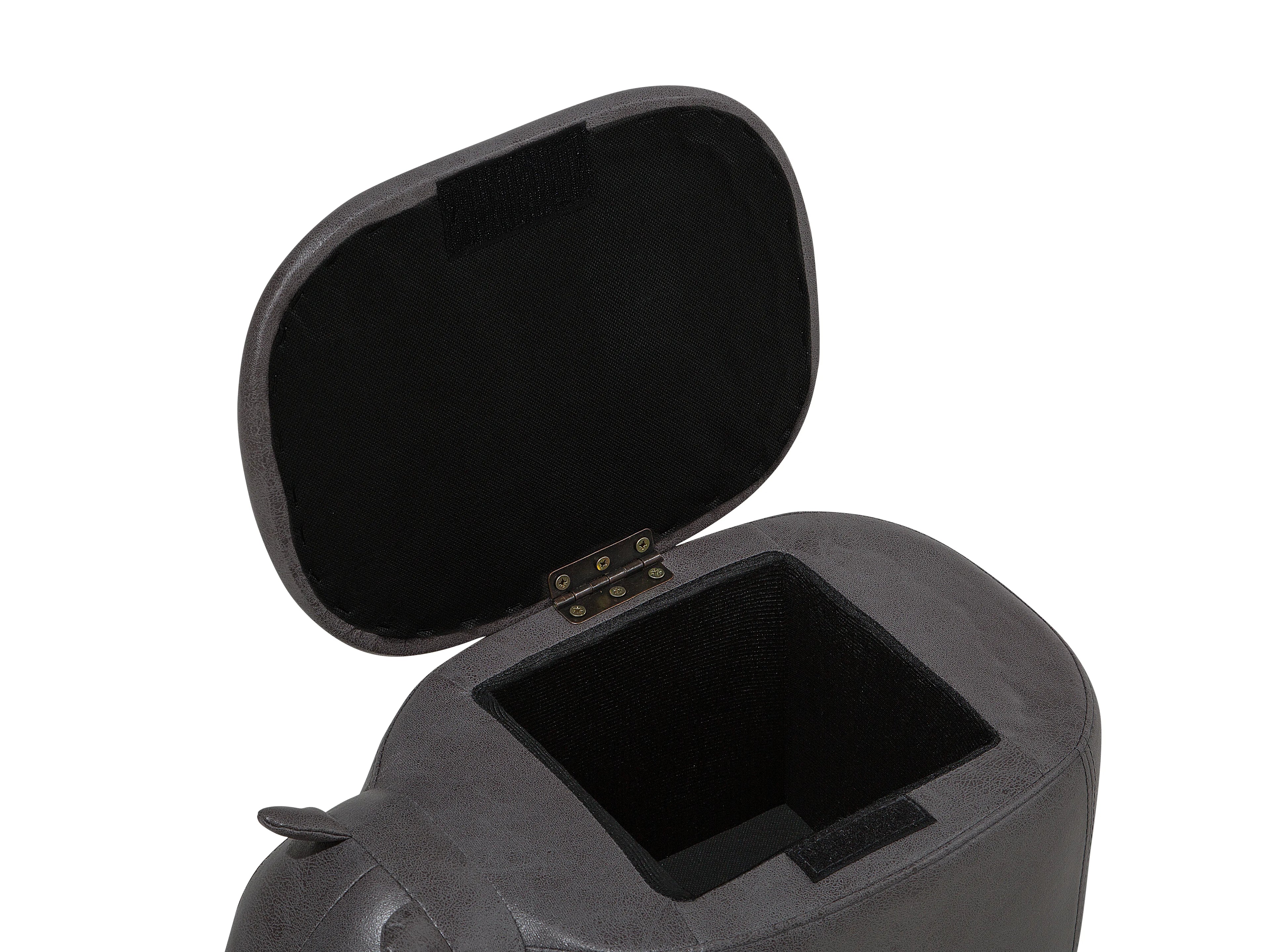  Storage Animal Stool RHINO Faux Leather Dark Grey Rhino