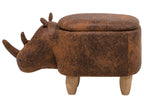  Storage Animal Stool RHINO Faux Leather Light Brown Rhino