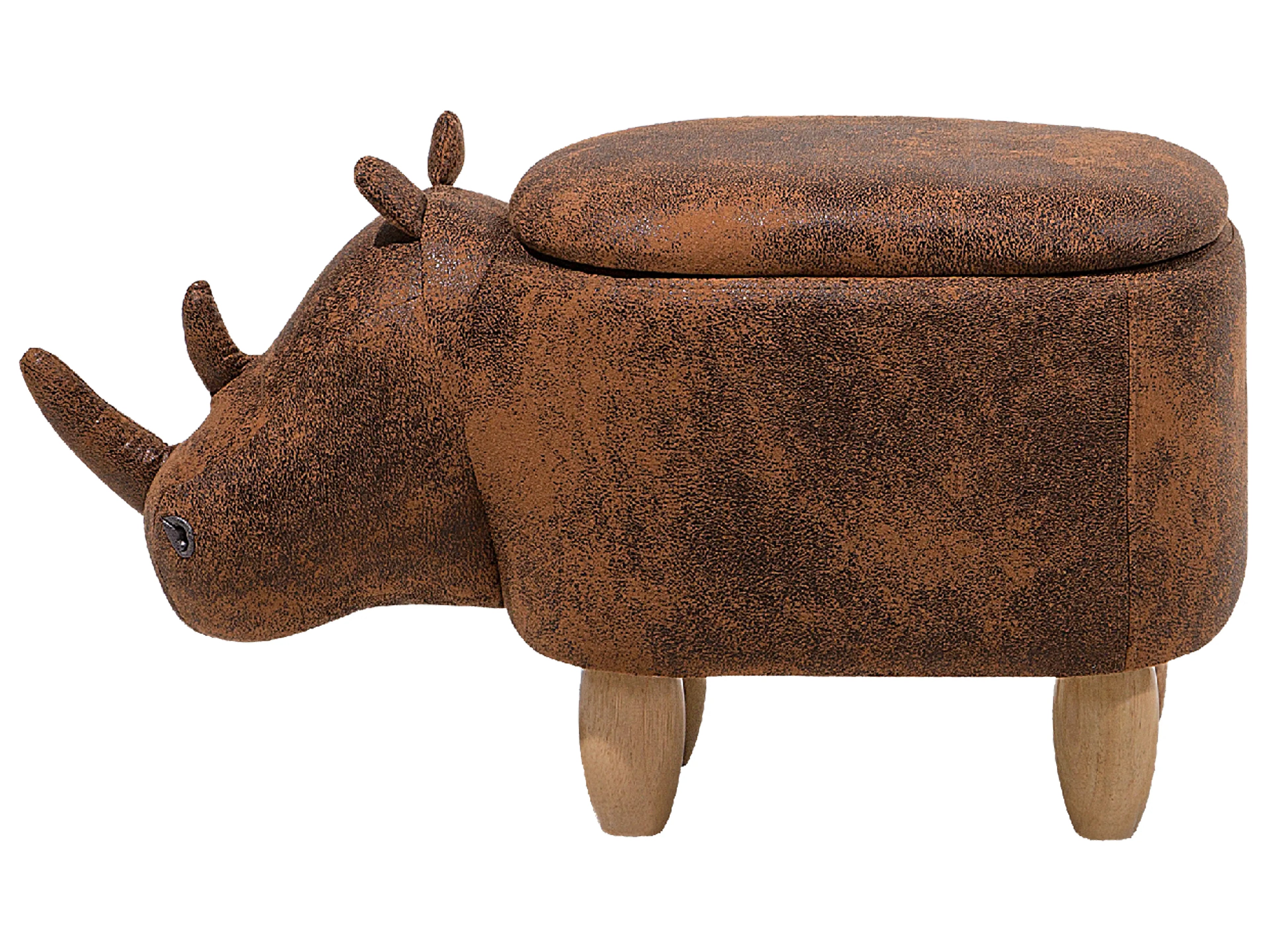  Storage Animal Stool RHINO Faux Leather Light Brown Rhino