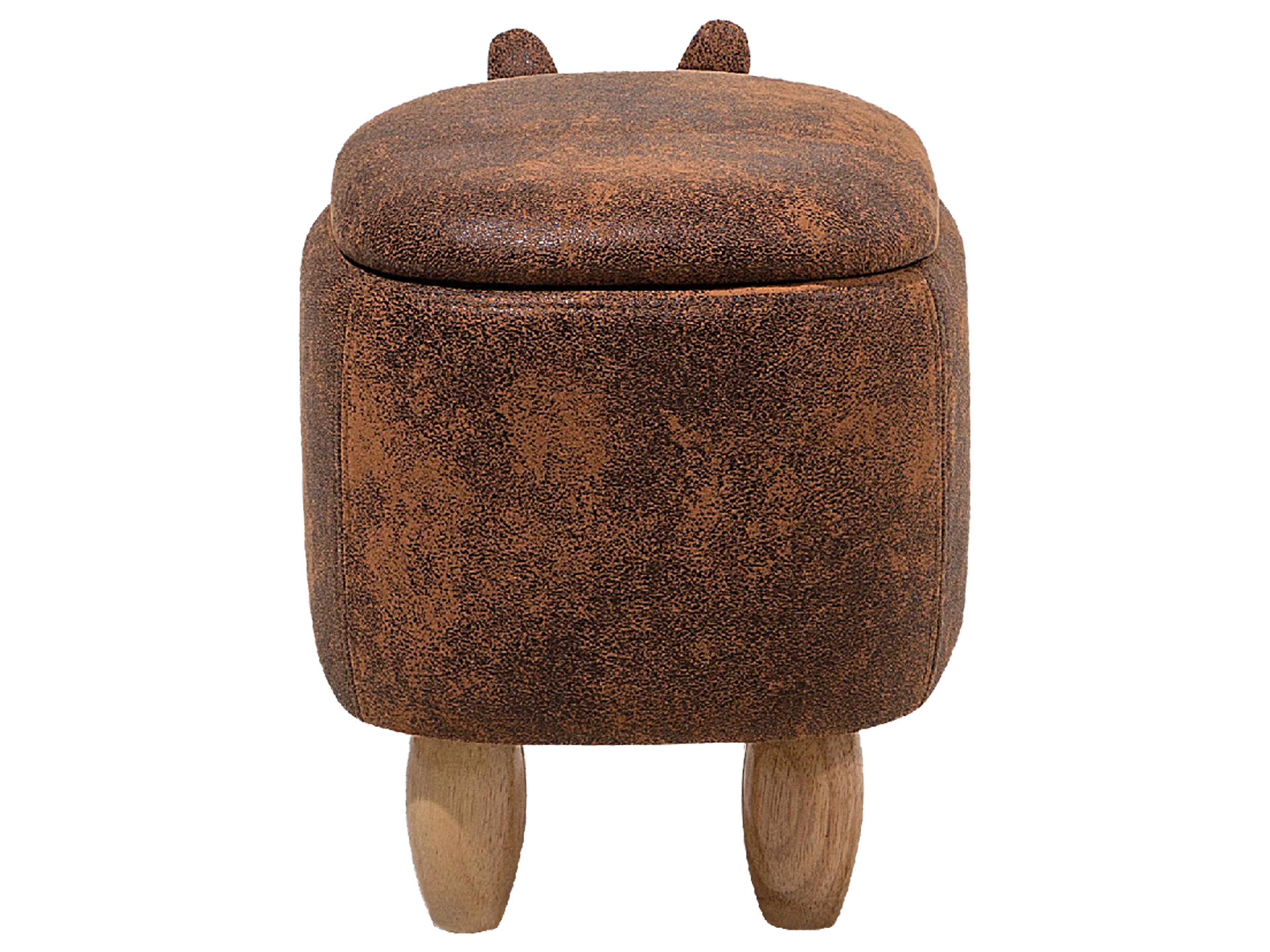  Storage Animal Stool RHINO Faux Leather Light Brown Rhino