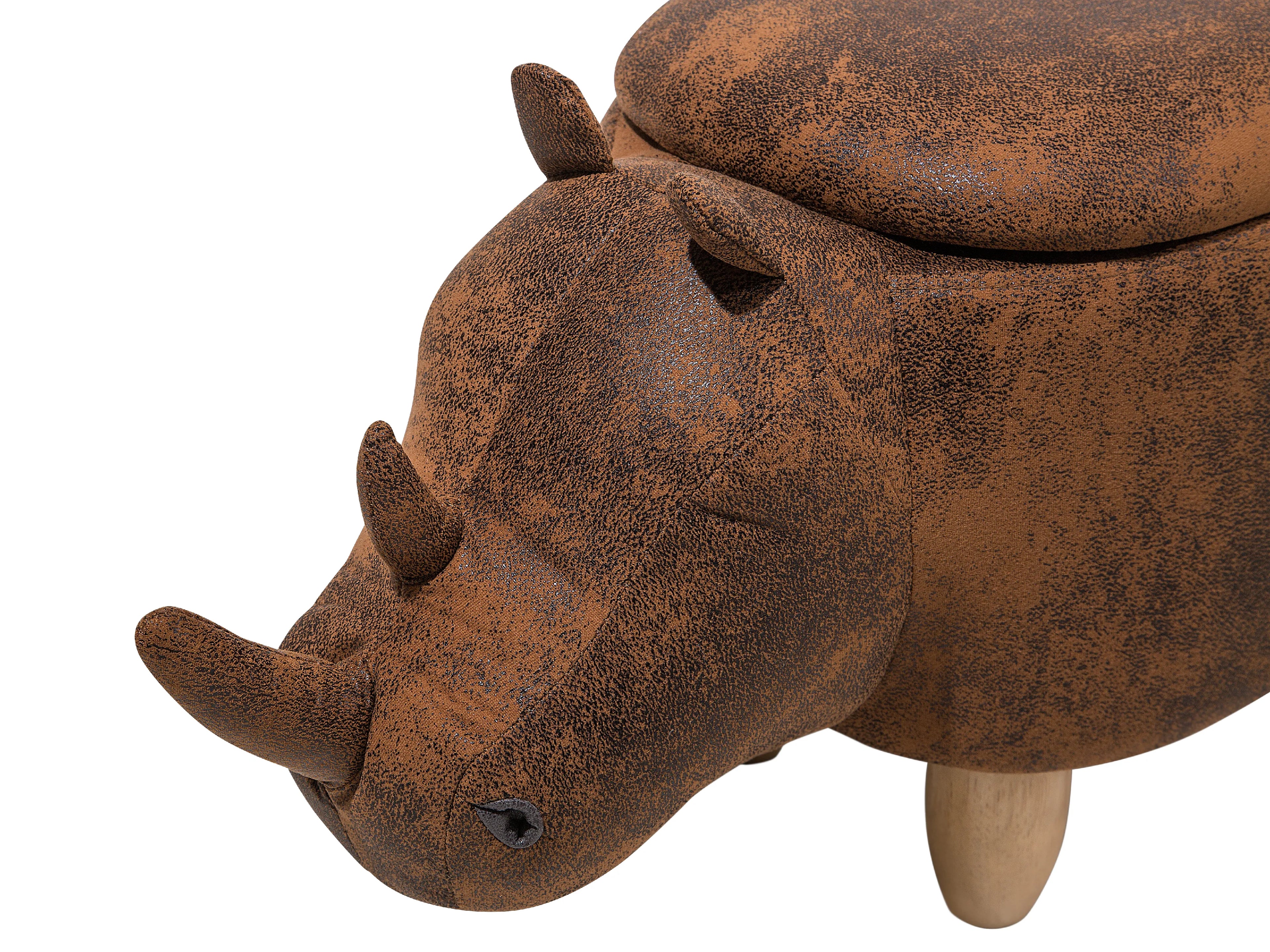 Storage Animal Stool RHINO Faux Leather Light Brown Rhino