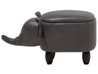  Storage Animal Stool ELEPHANT Faux Leather Dark Grey Elephant
