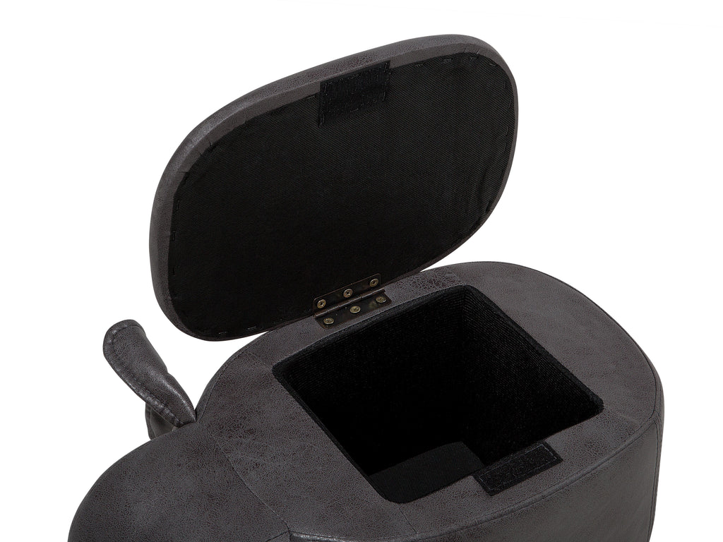  Storage Animal Stool ELEPHANT Faux Leather Dark Grey Elephant