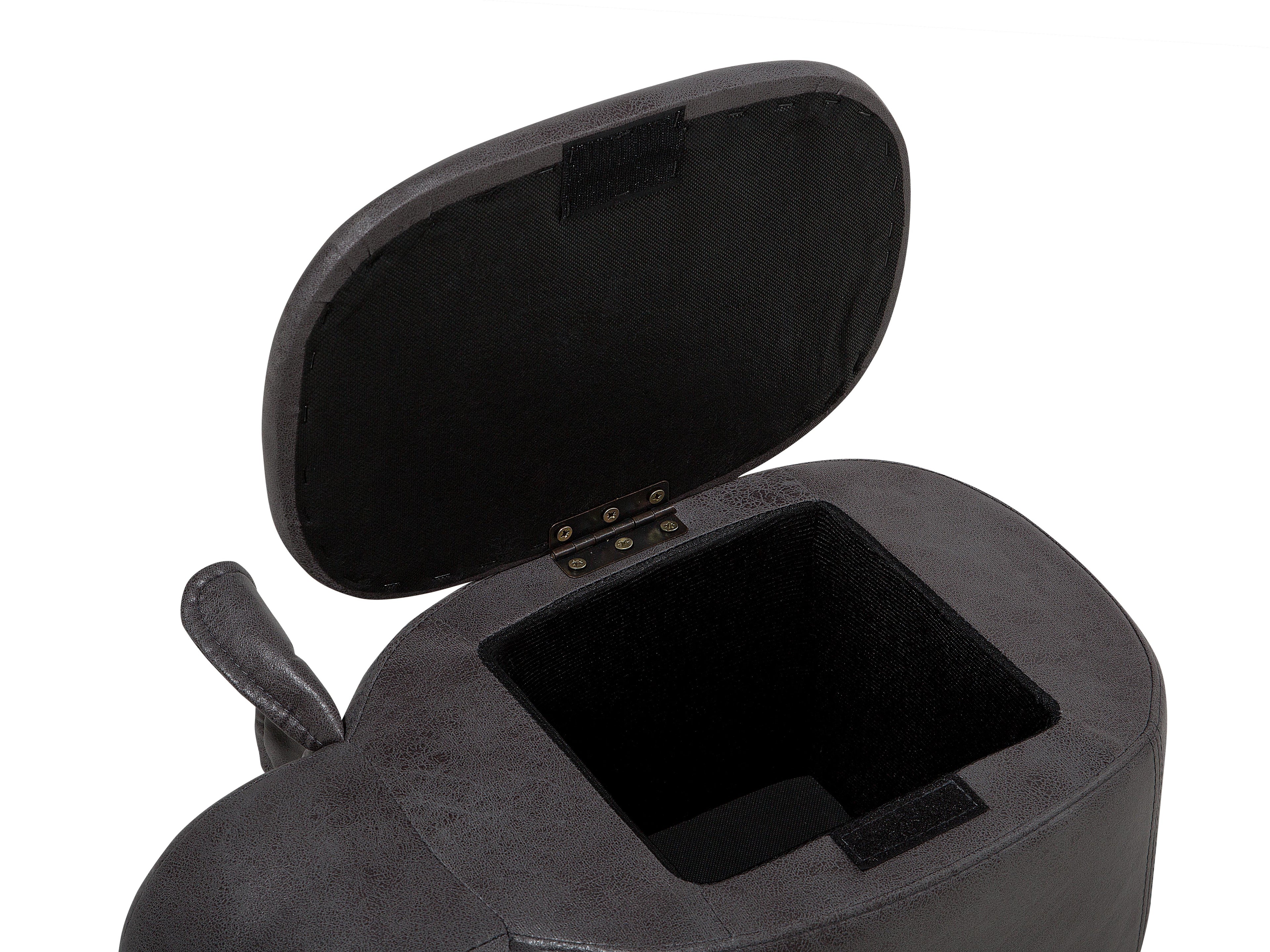  Storage Animal Stool ELEPHANT Faux Leather Dark Grey Elephant