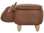  Storage Animal Stool COW Faux Leather Light Brown Cow