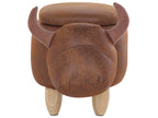  Storage Animal Stool COW Faux Leather Light Brown Cow